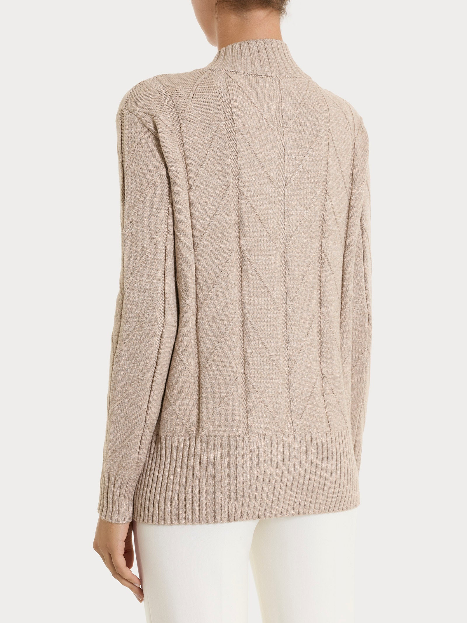 Cardigan aperto con punto spiga in Super Soft - Cammello Mel. - Image 2