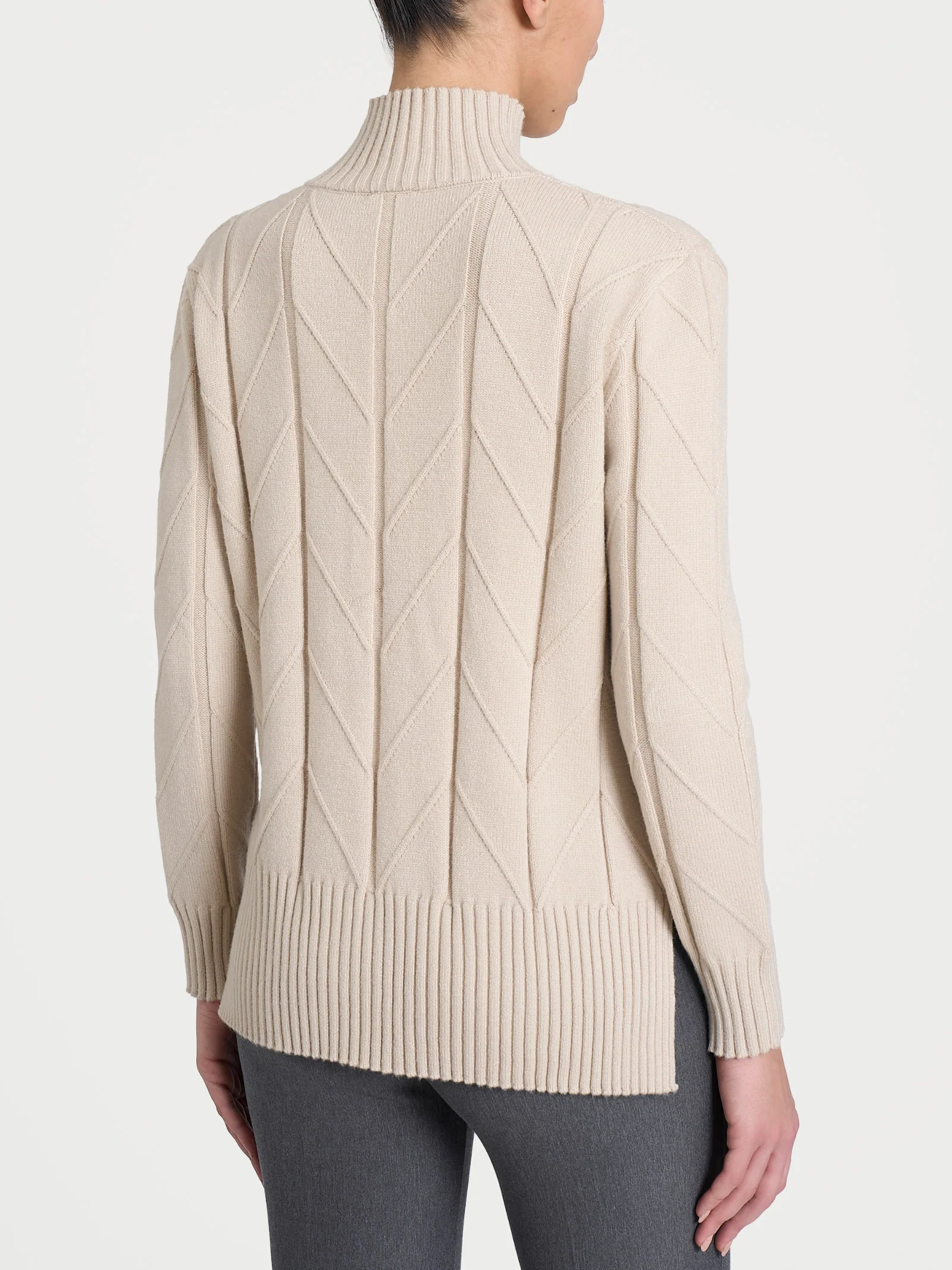 Cardigan aperto con punto spiga in Super Soft - Champignon - Image 2