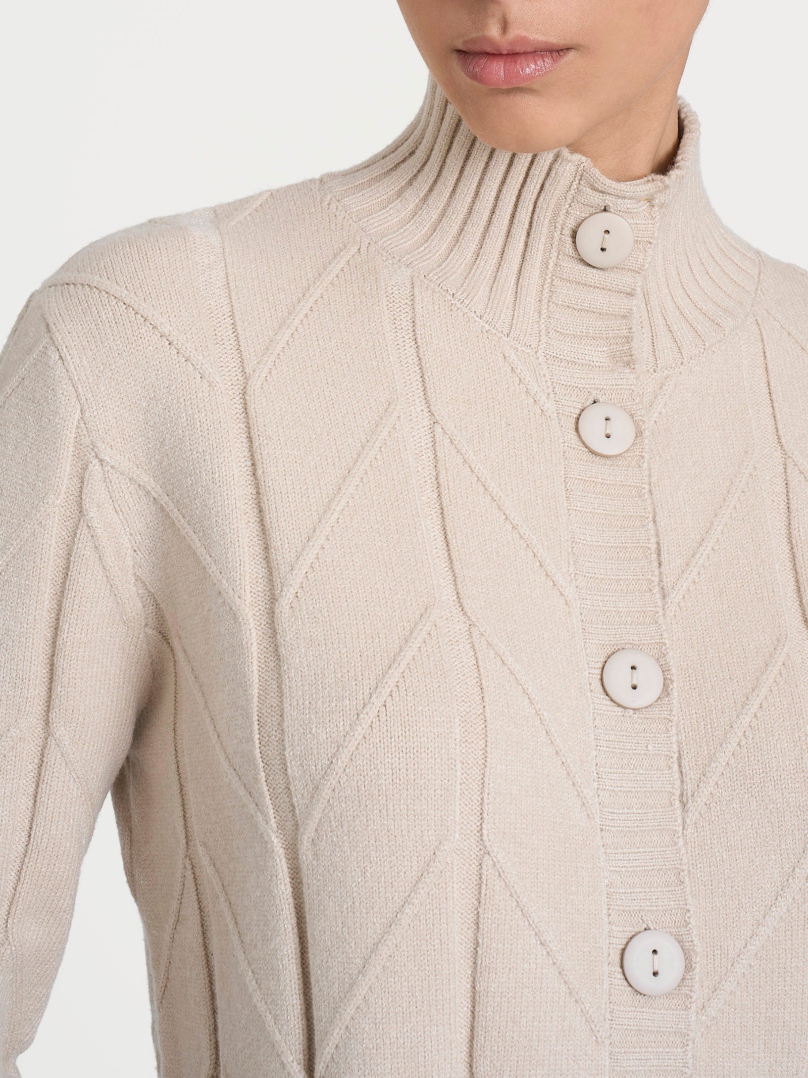 Cardigan aperto con punto spiga in Super Soft - Champignon - Image 3