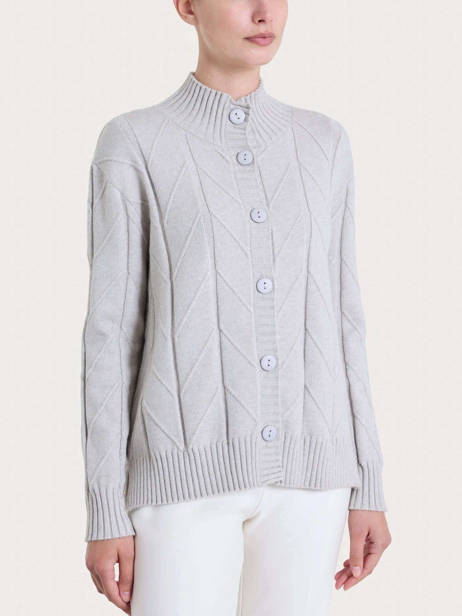 Cardigan aperto con punto spiga in Super Soft - CHAMPIGNON MEL.