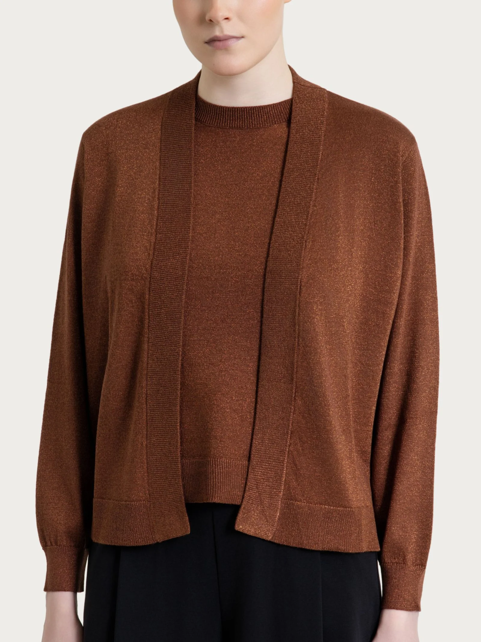 Cardigan aperto in Lurex Summertime - Cappuccino