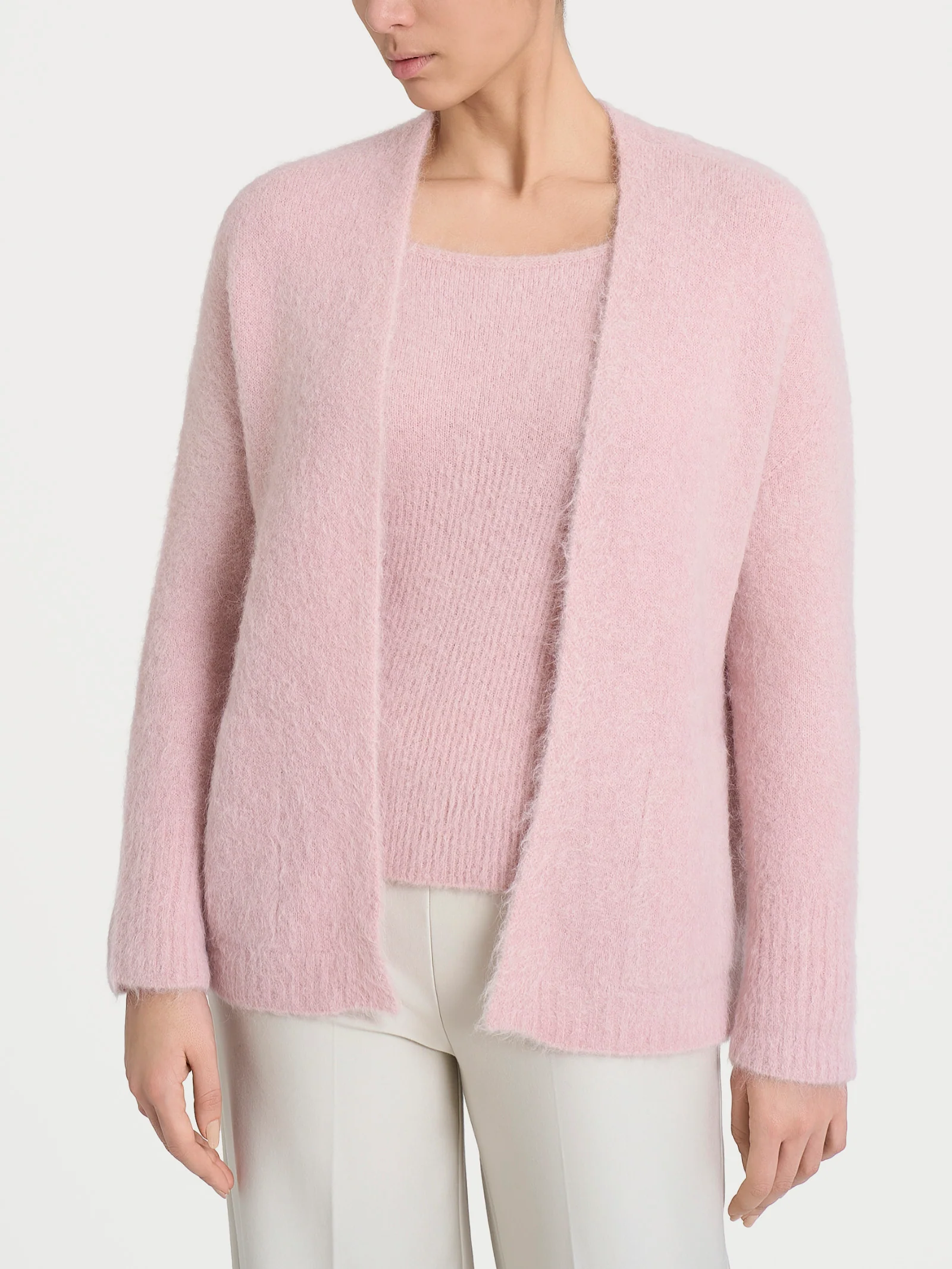 Cardigan aperto in Misto Alpaca - Cameo Rose