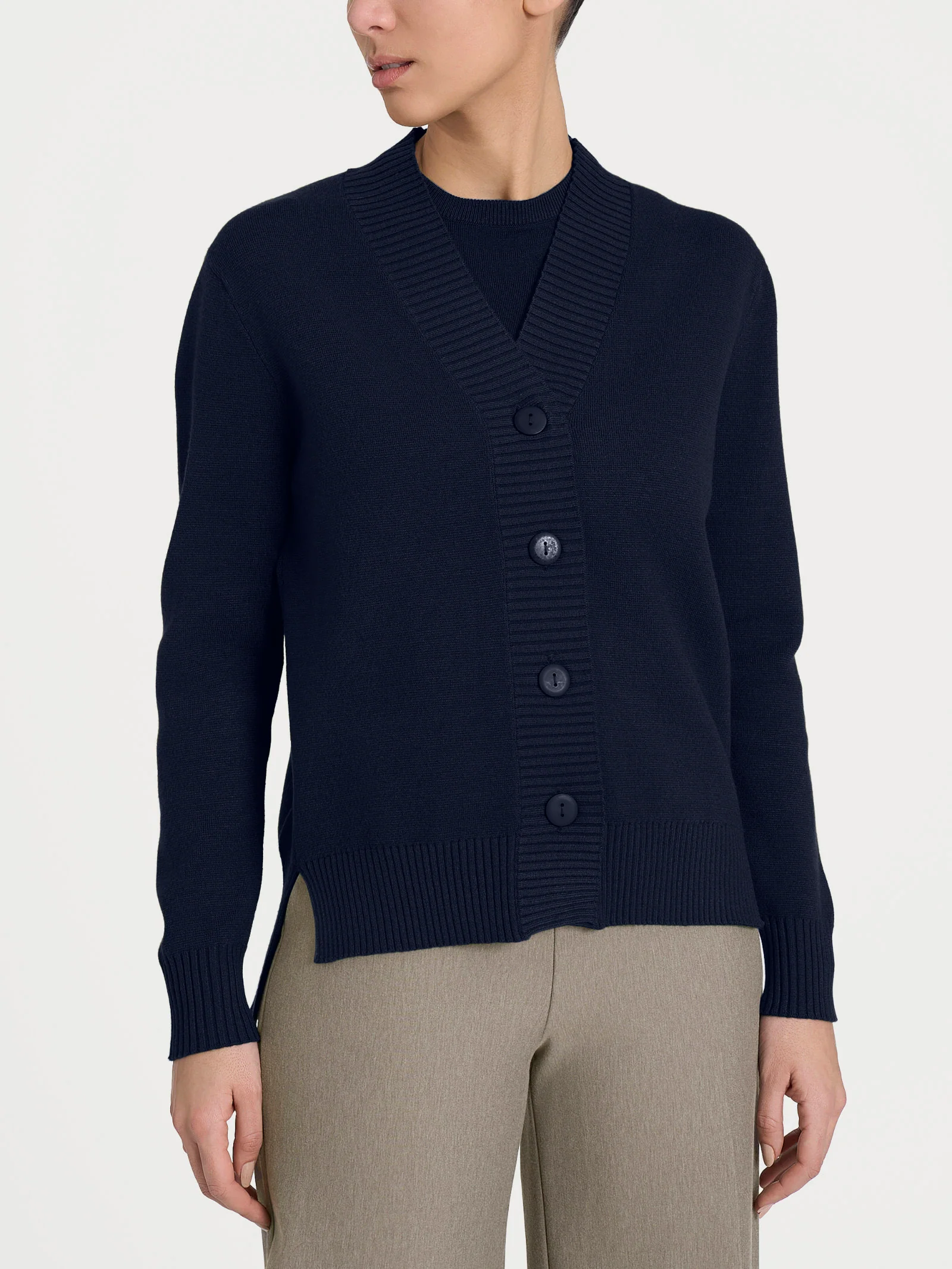 Cardigan asimmetrico con bottoni in Super Soft - Bleu