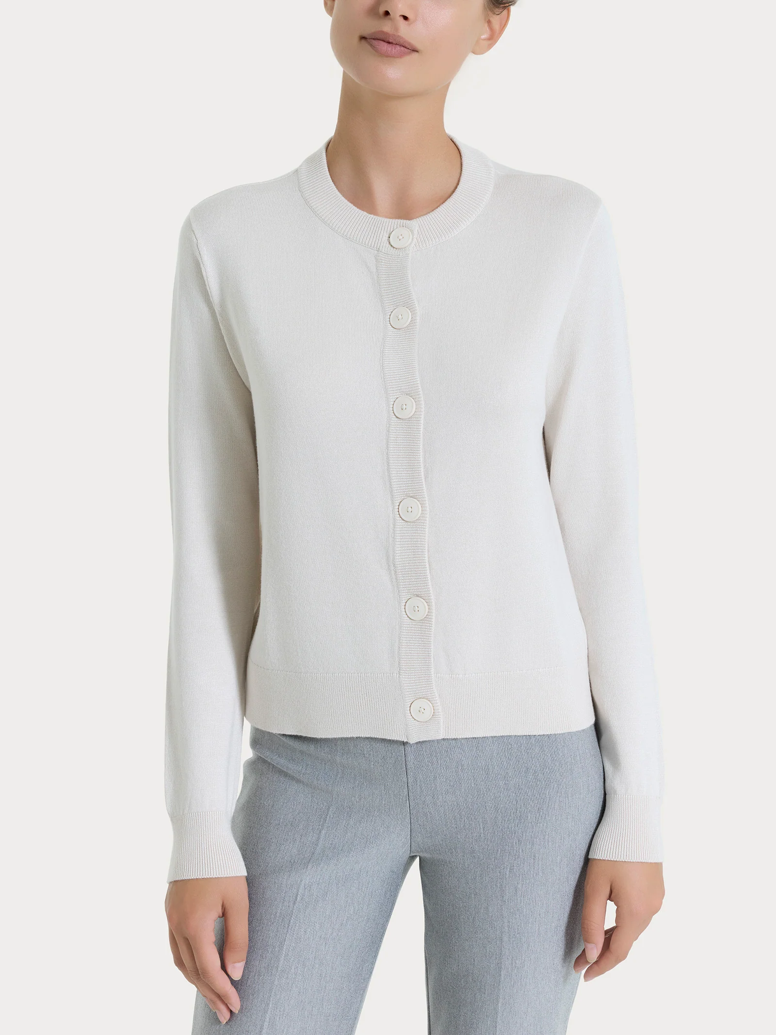 Cardigan corto con bottoni Four Seasons - Champignon