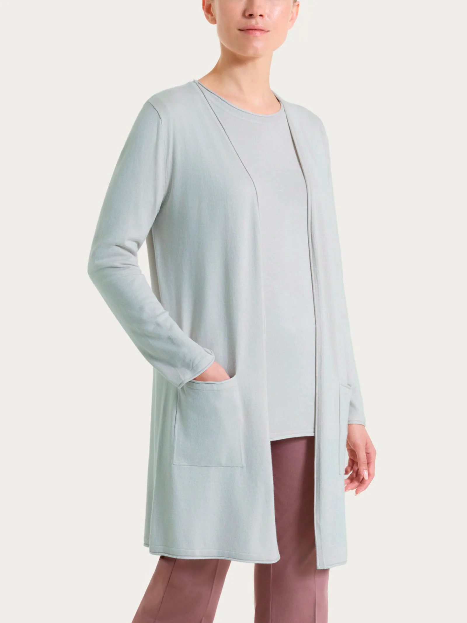 Cardigan lungo aperto in Summertime - Gray Dawn