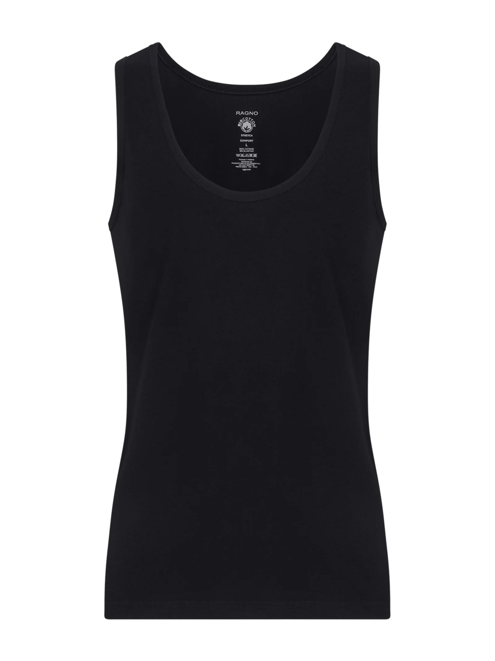 Comfort - Canottiera spalla larga in cotone elasticizzato - Nero