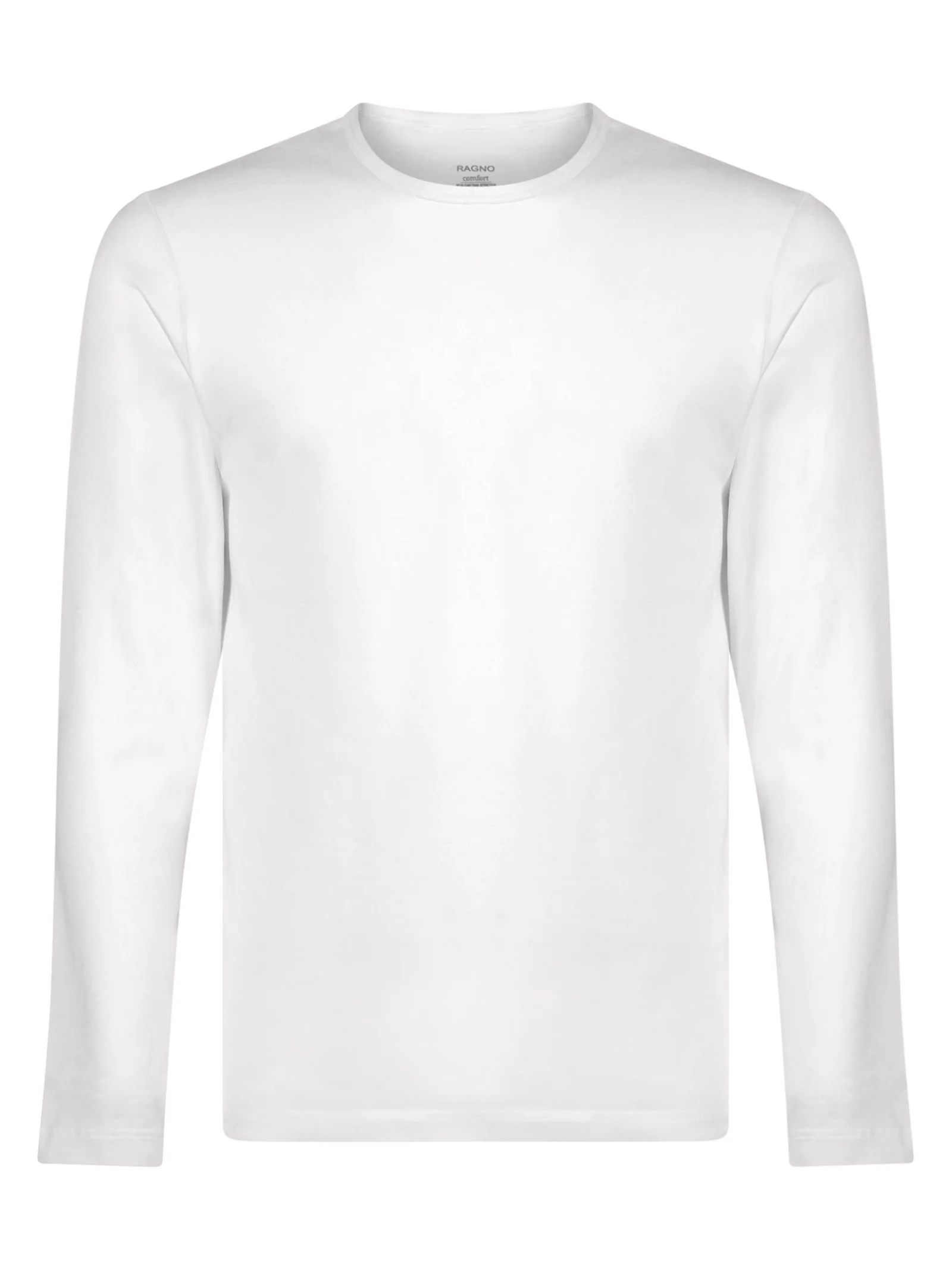 Comfort - Maglietta girocollo a manica lunga in cotone elasticizzato - Bianco