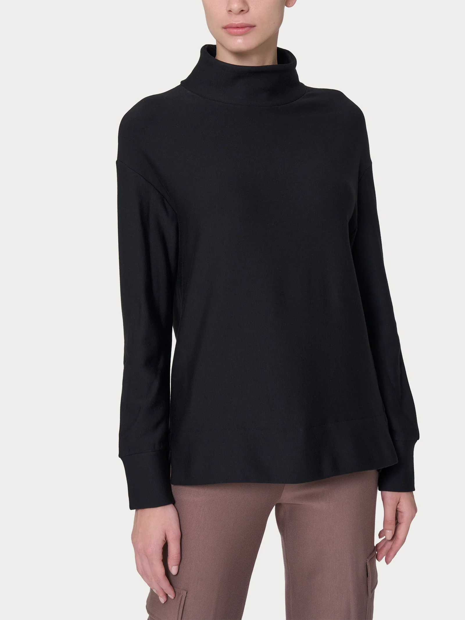 Felpa con collo alto in Eco techno Fleece - Nero