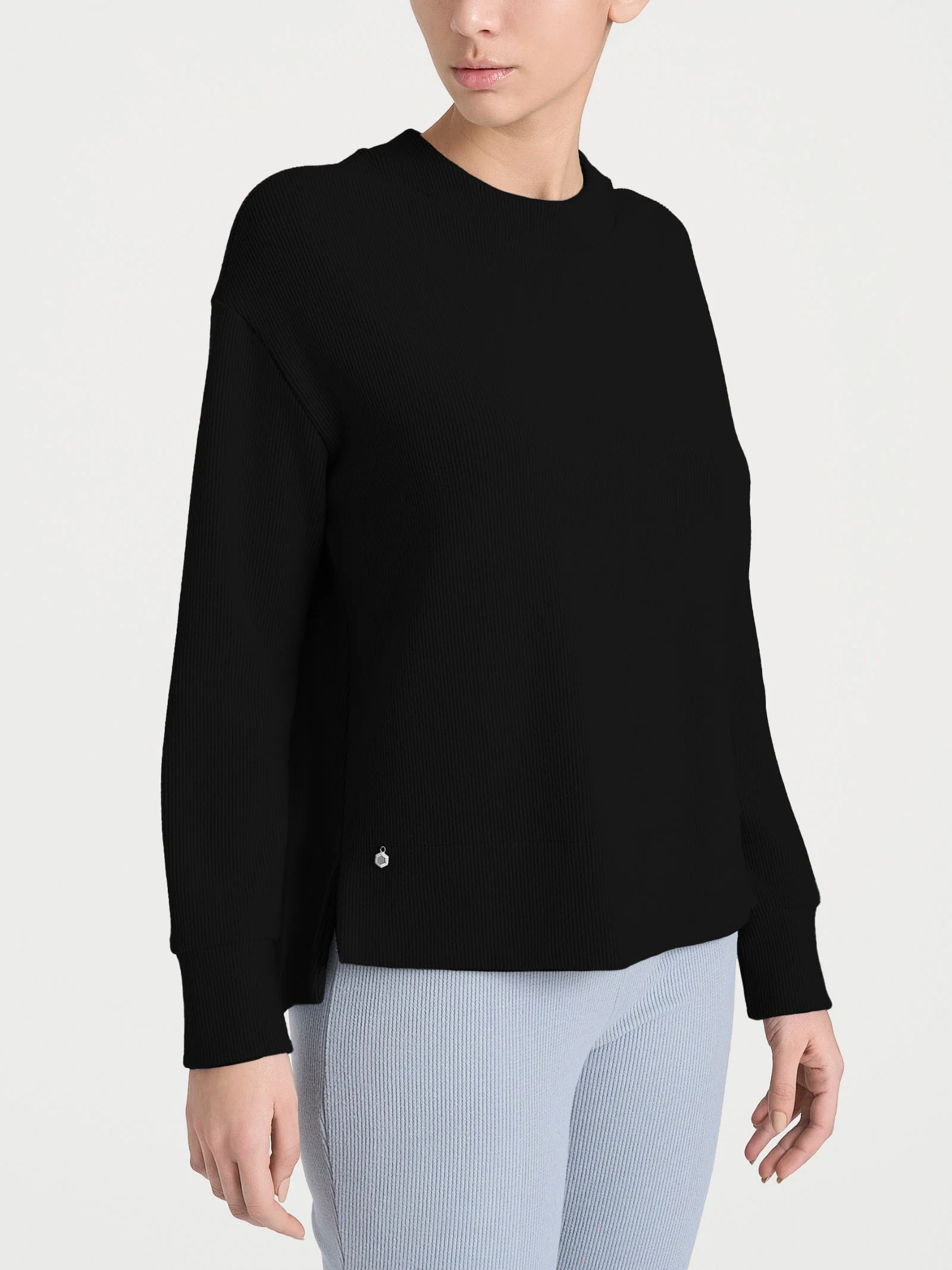 Felpa girocollo in Velvet  - Nero