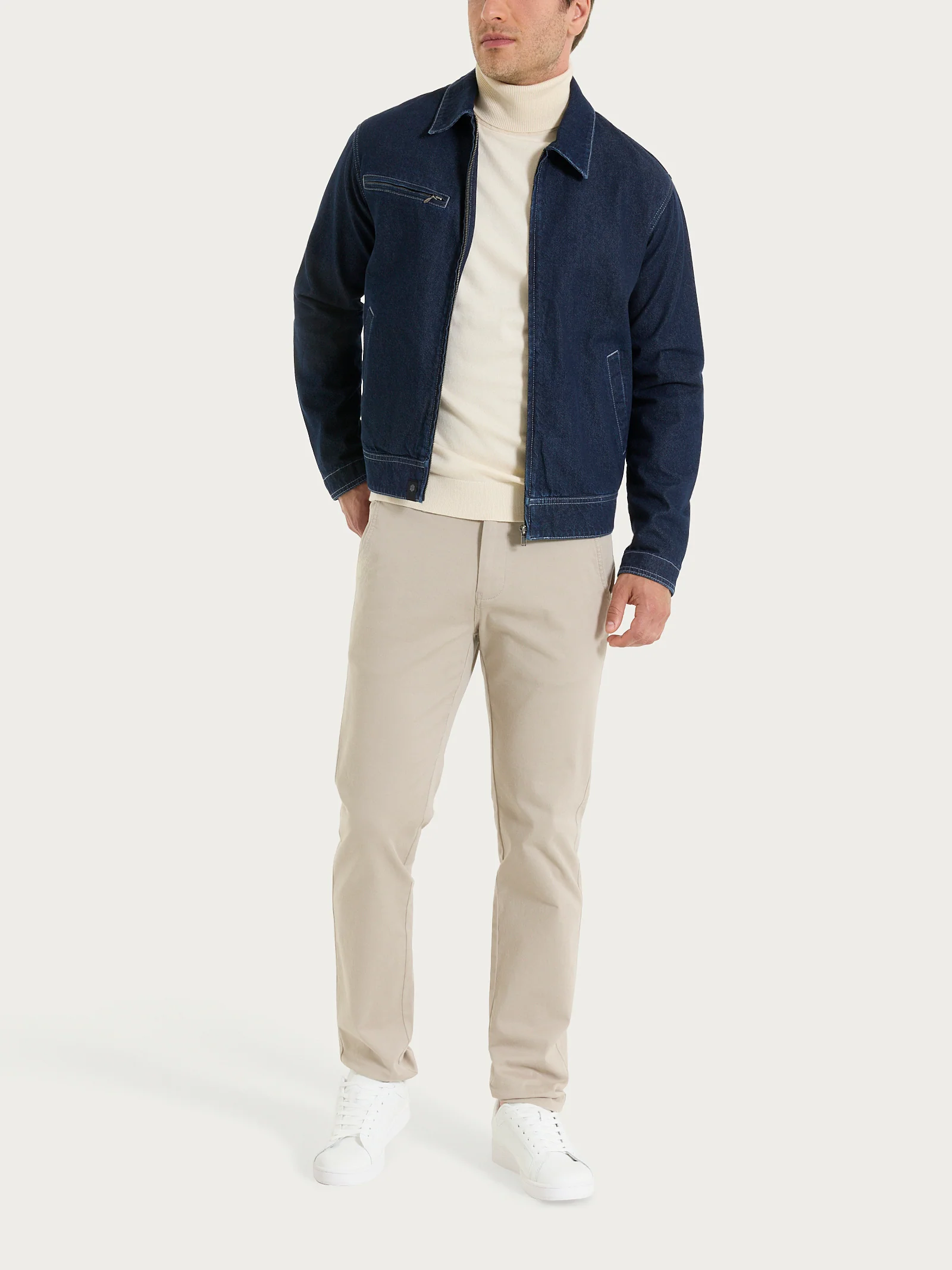 Giacca con zip in Raw Denim - Dark Navy - Image 5