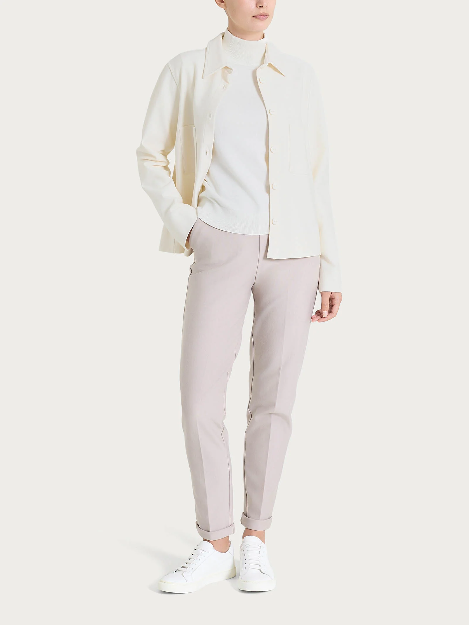 Giacca Shacket in Compact - Avorio - Image 4