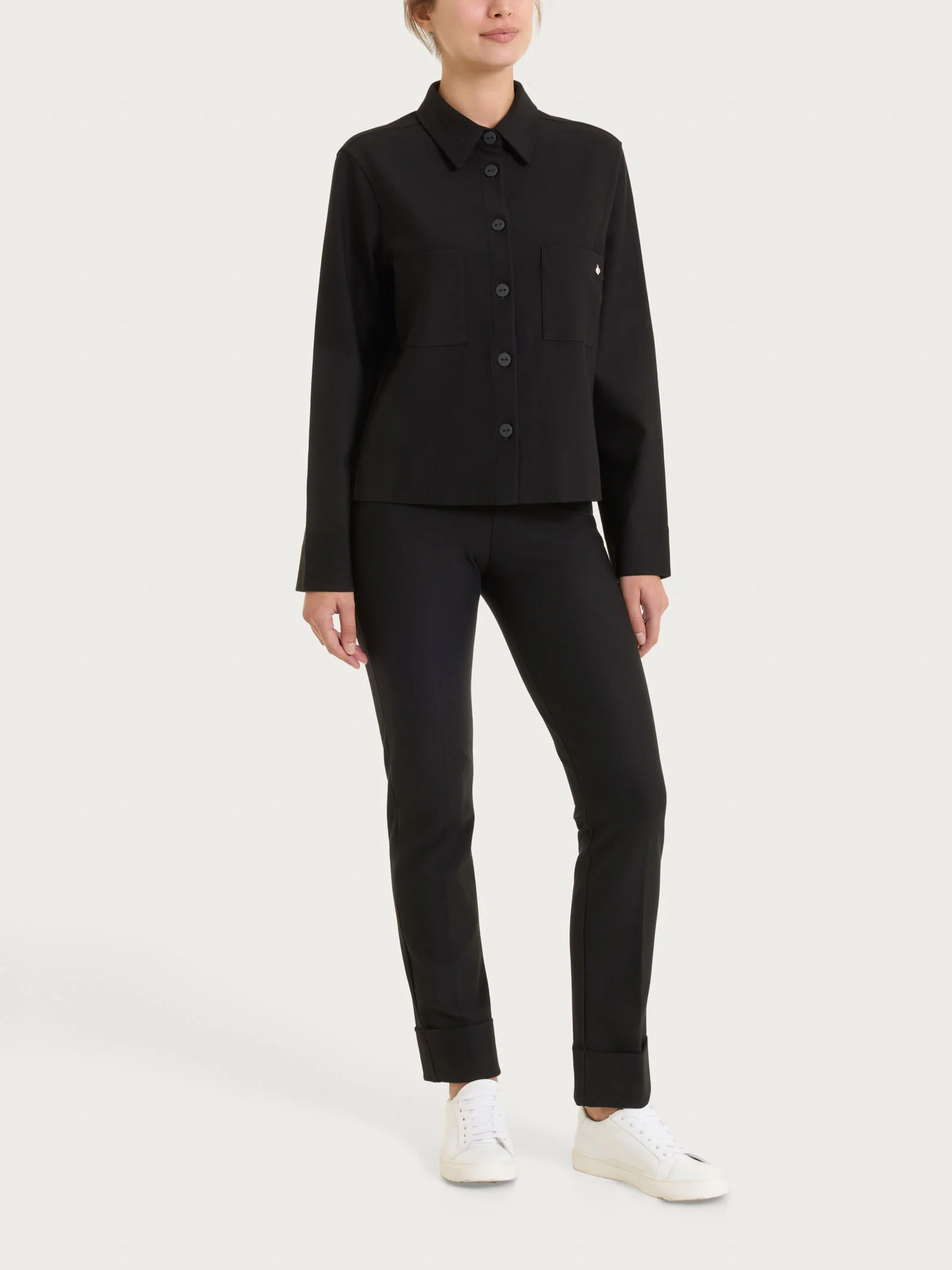Giacca Shacket in Compact - Nero - Image 5
