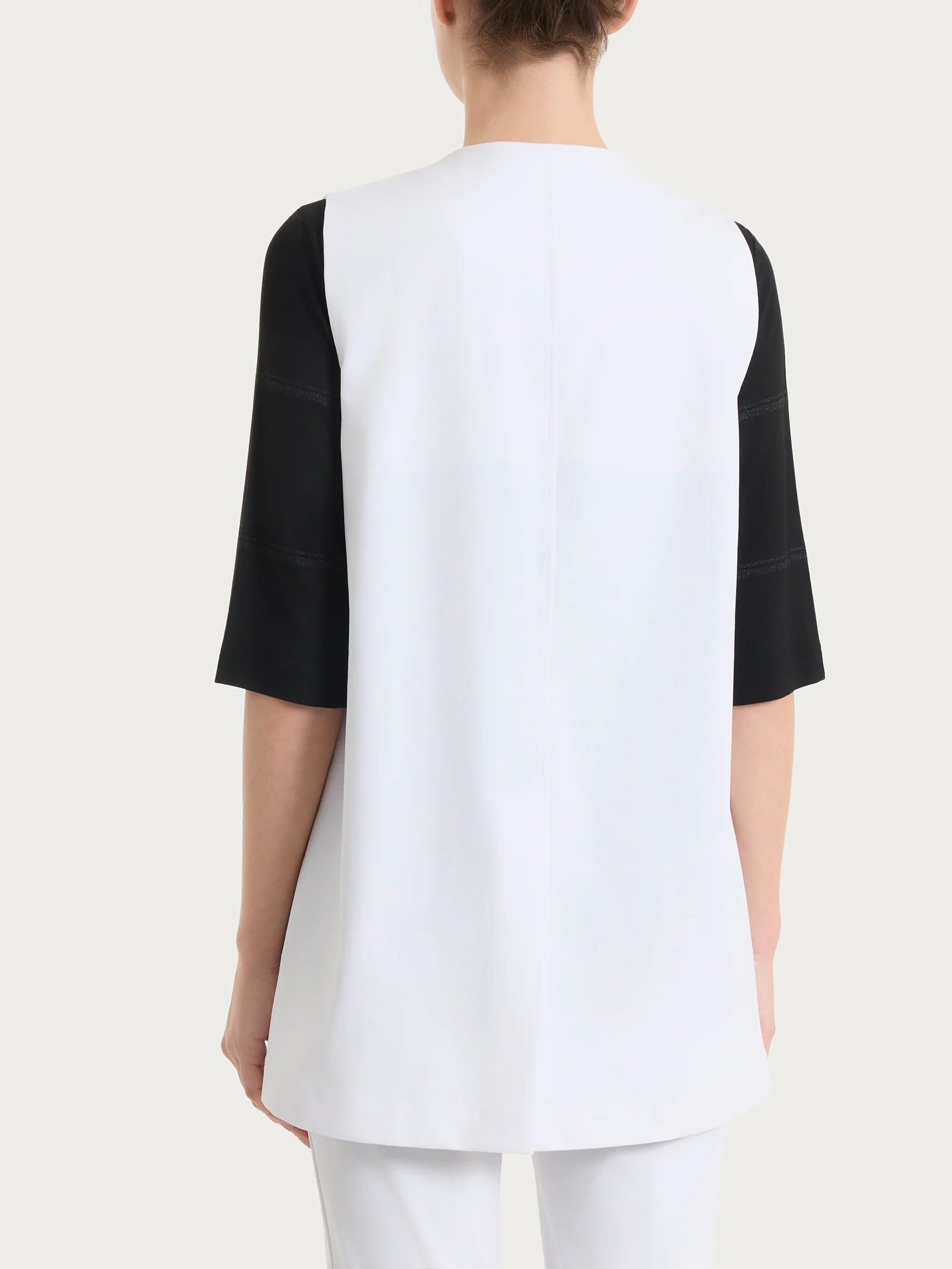 Gilet aperto in Compact Light - Bianco - Image 2
