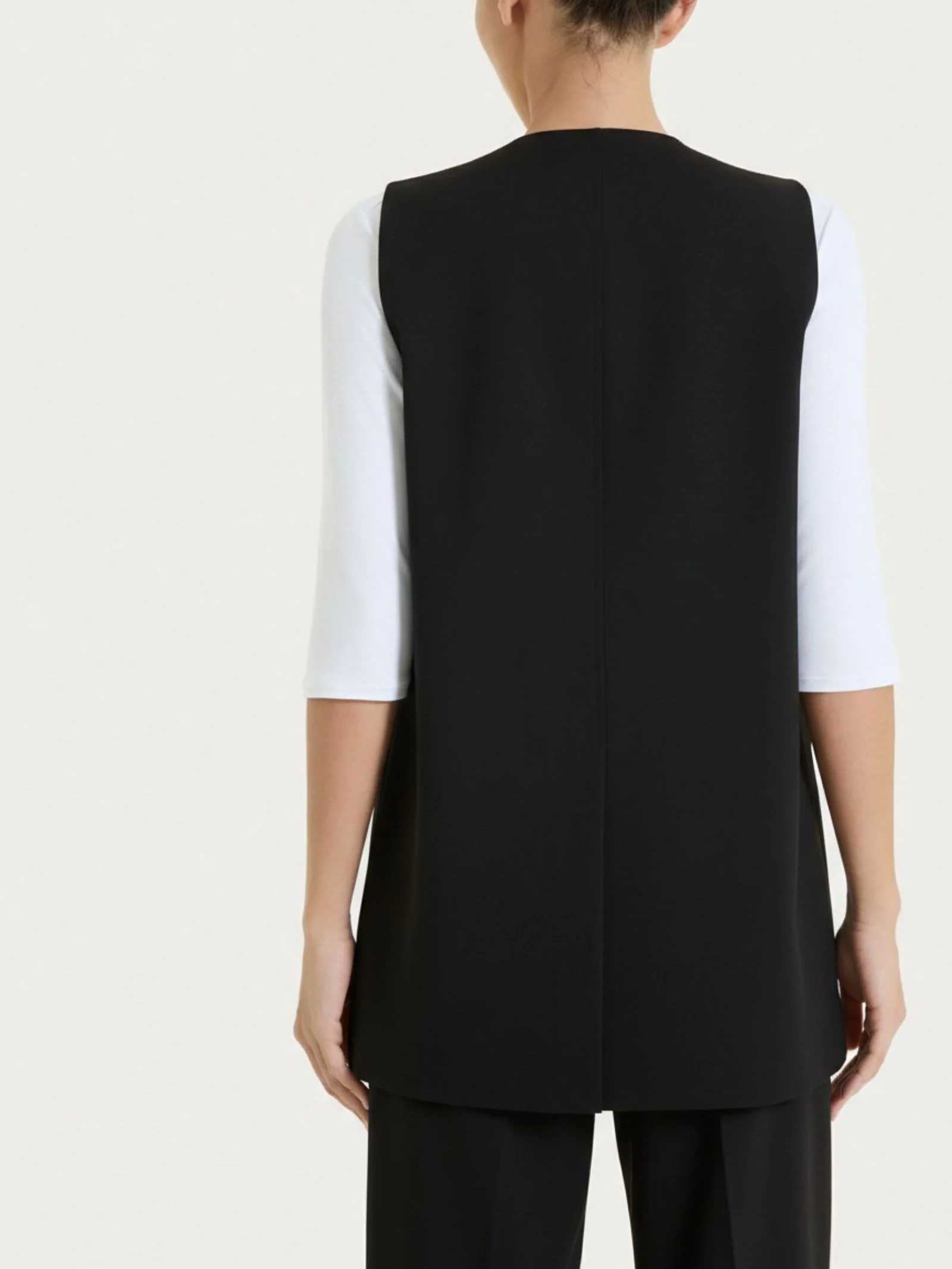Gilet aperto in Compact Light - Nero - Image 2