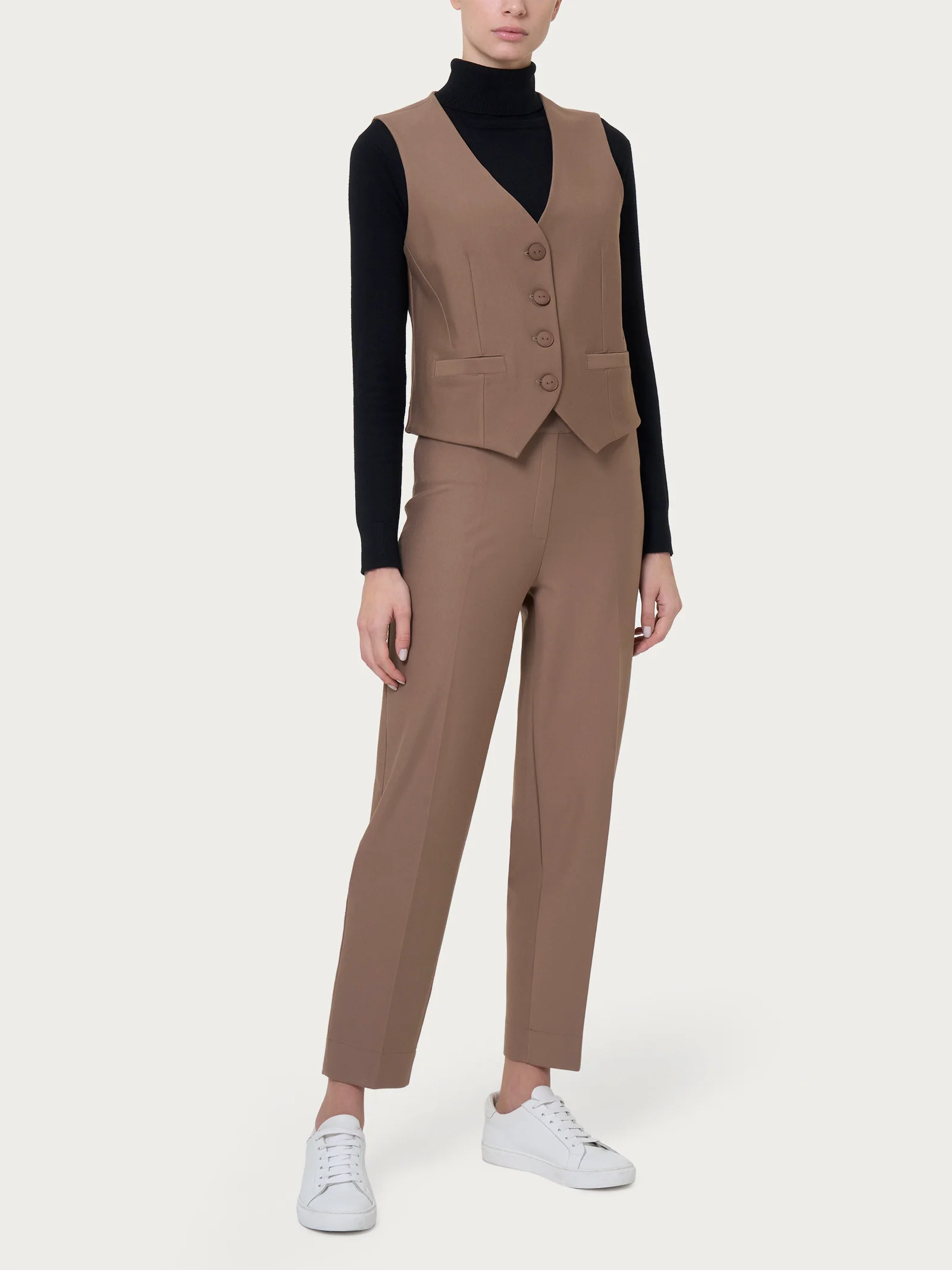 Gilet con quattro bottoni in Compact - Ardesia Mel. - Image 4