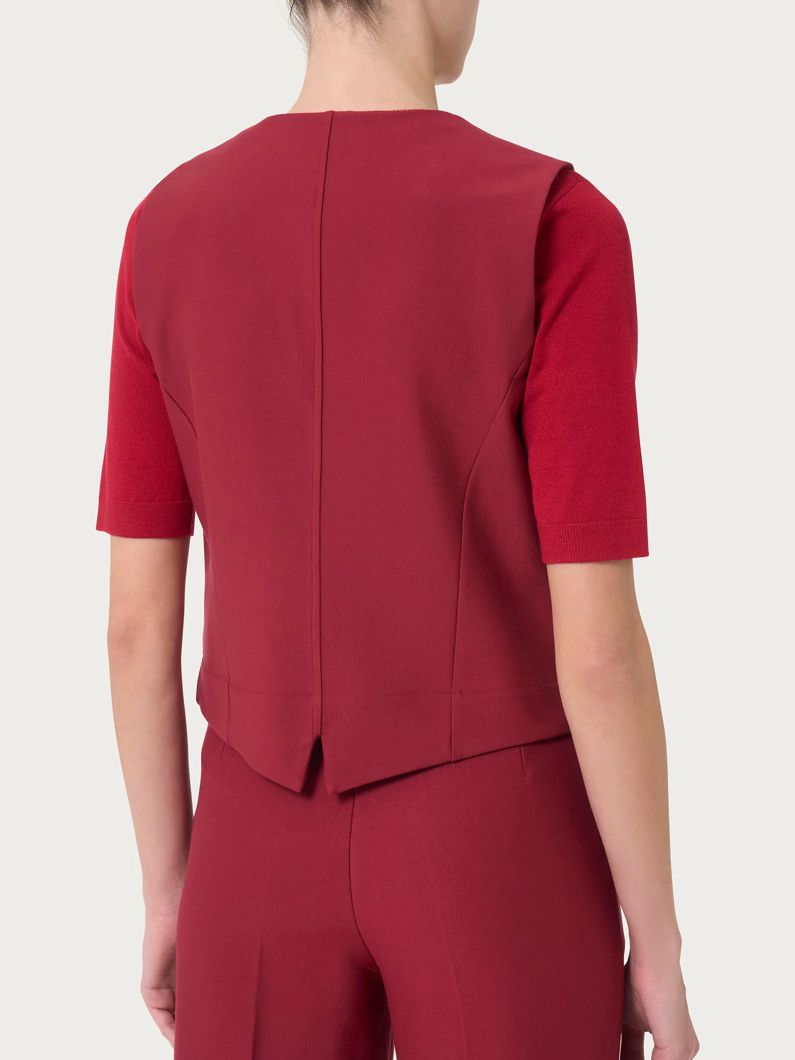 Gilet con quattro bottoni in Compact - Tibetan Red - Image 2