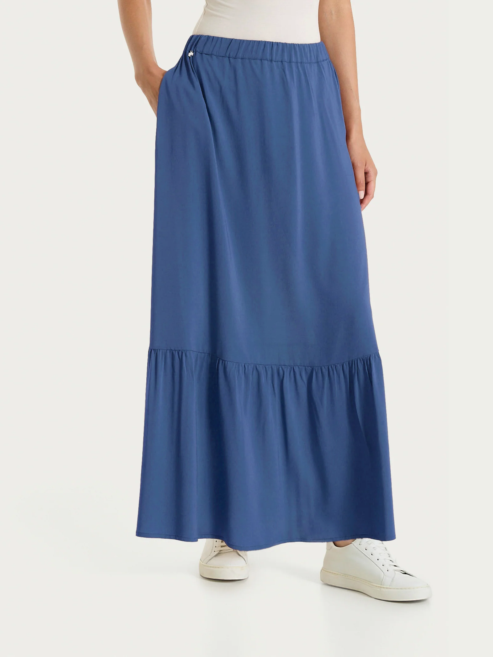 Gonna lunga a balze in Voile Stretch - Oceana