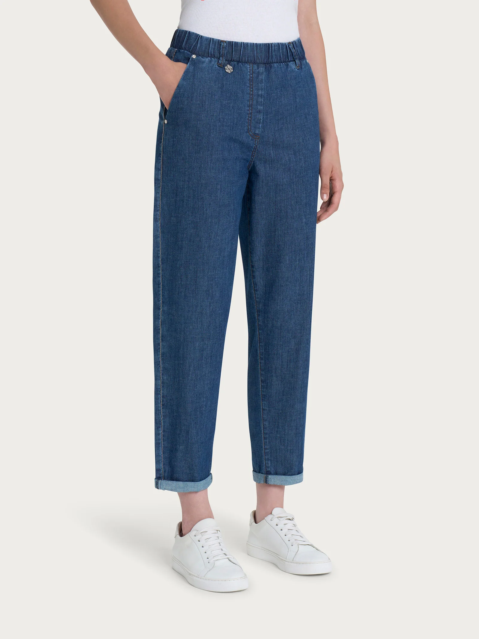 Jeans elegante a carota con tasche in Light denim - Jeans