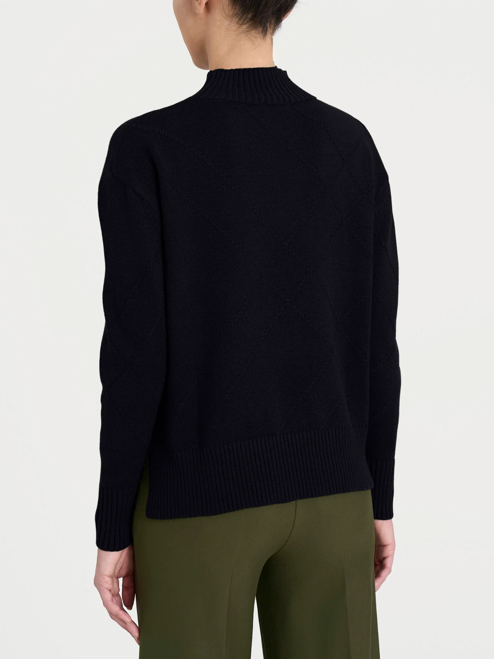 Lupetto con fantasia check diagonale in Super Soft - Nero - Image 2