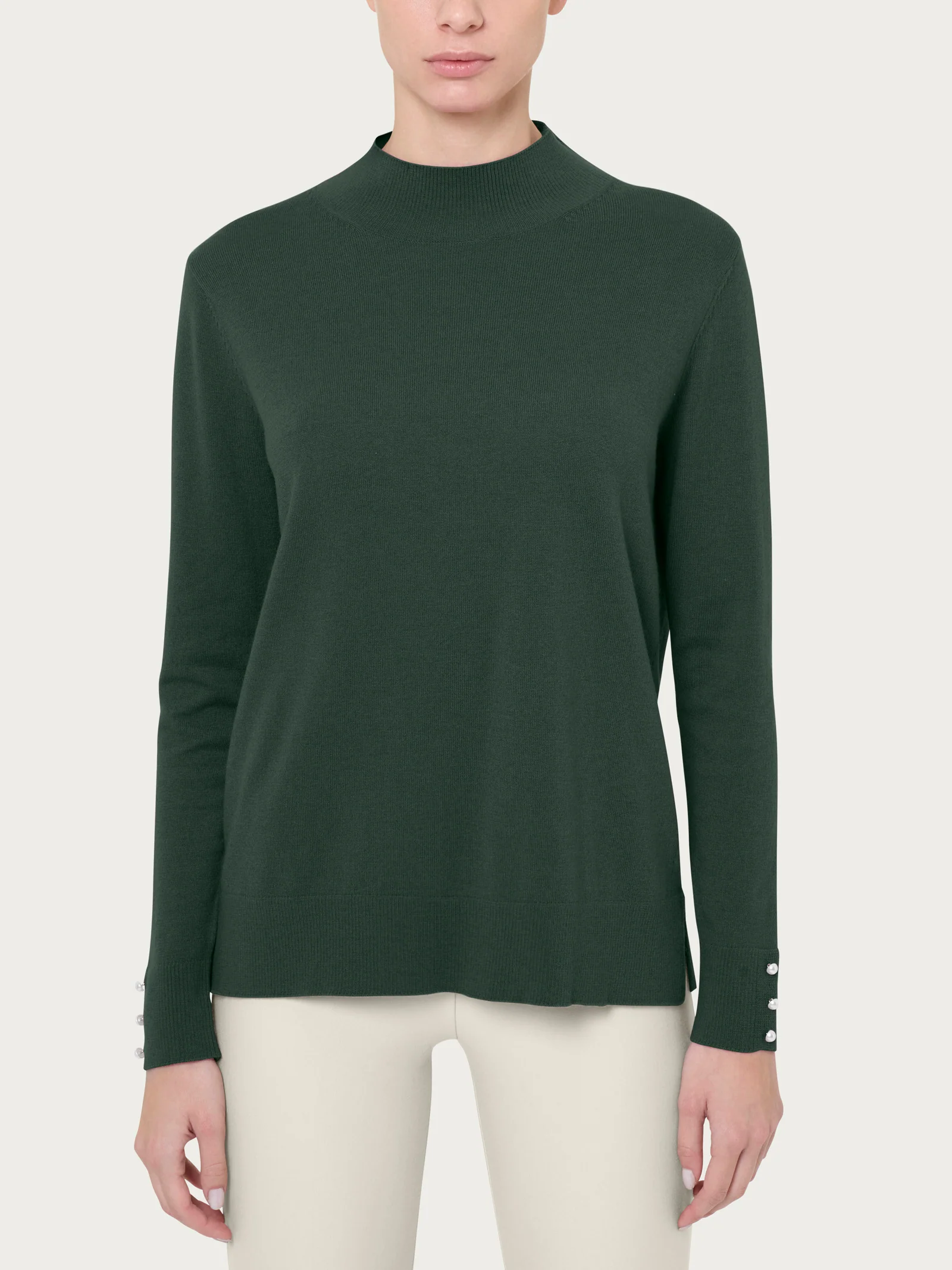 Lupetto con perline in Merino Soft - Kombu Green