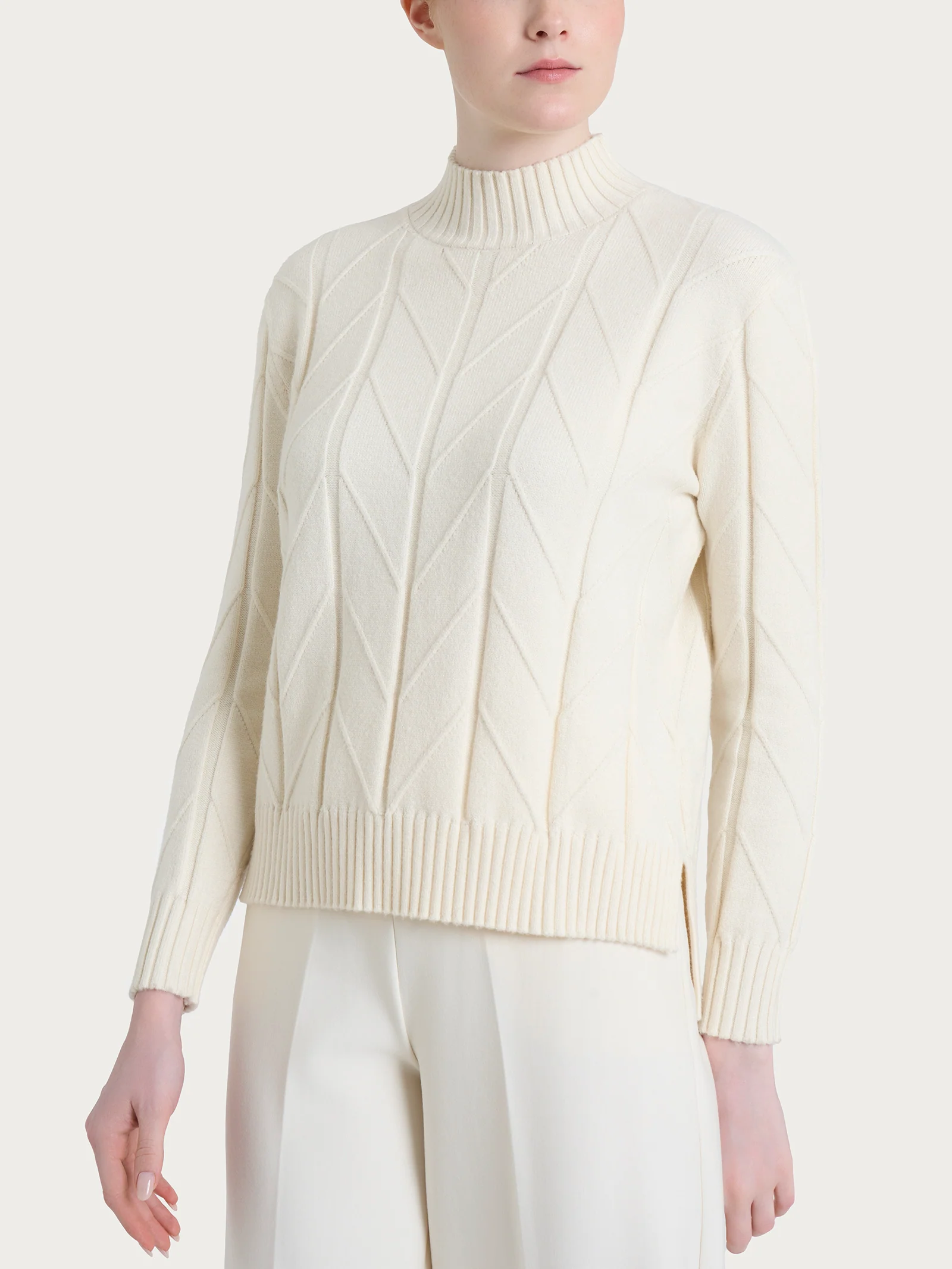 Lupetto con punto spiga in Super Soft - Avorio