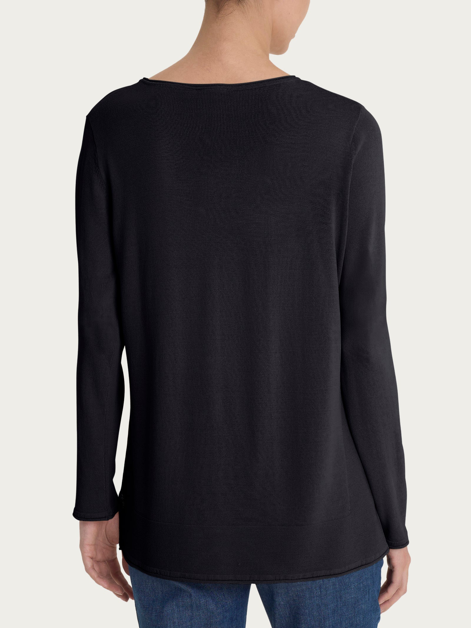 Maglia con collo a barchetta in Crêpe - Nero - Image 2
