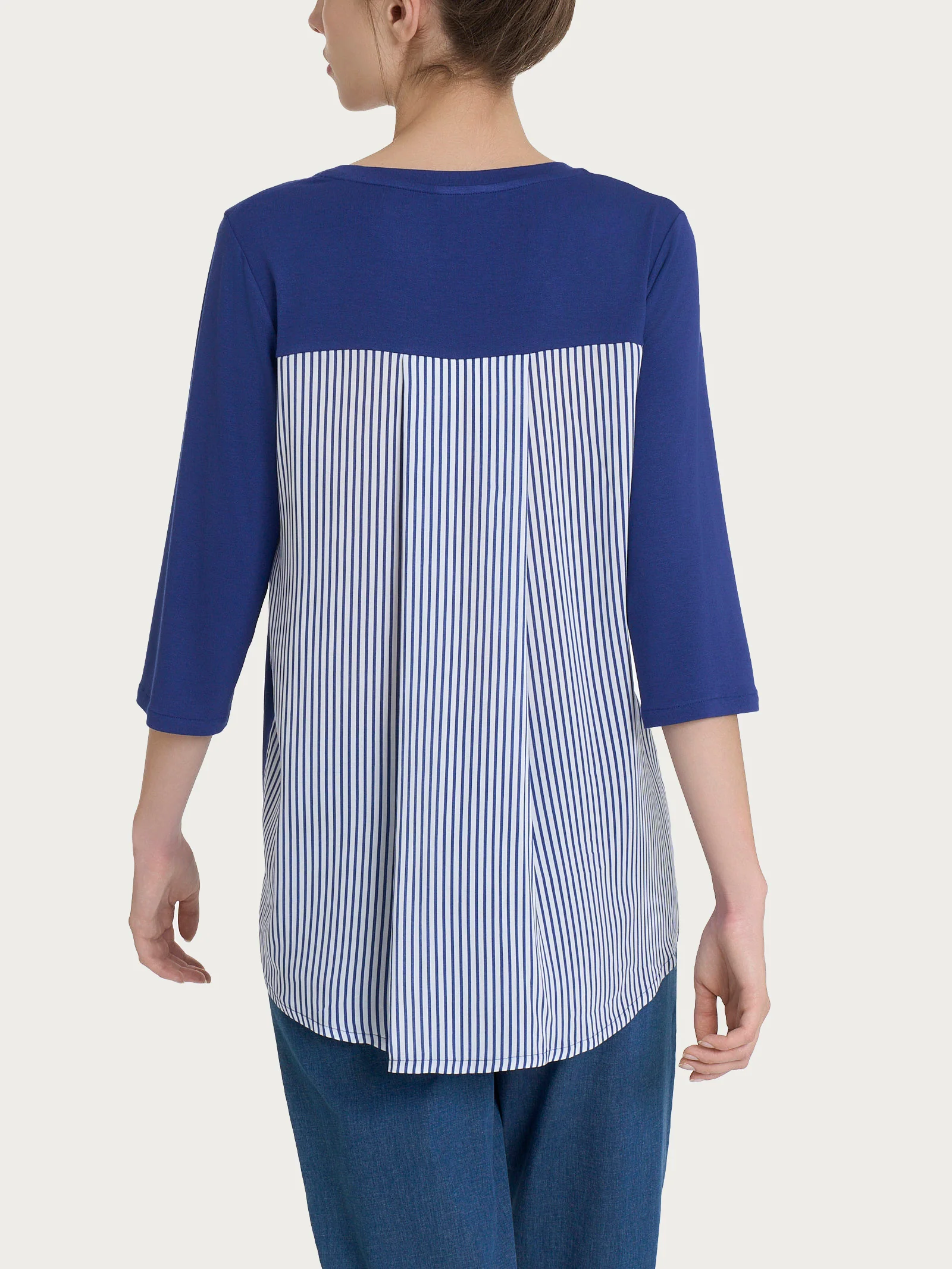 Maglia con manica 3/4 e retro con stripes in Misto Viscosa - Fant. Blueberry - Image 2