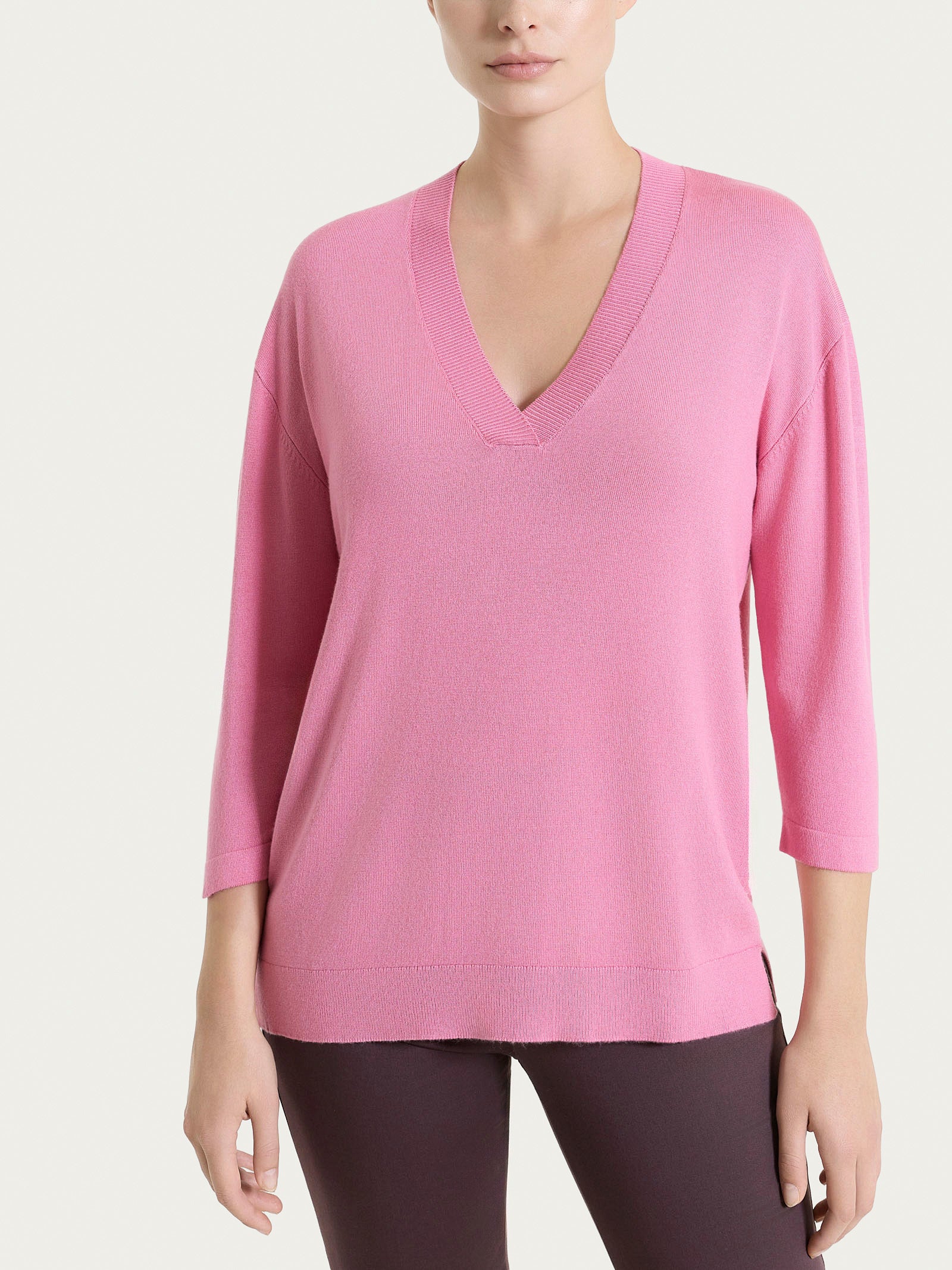 Maglia con scollo a V e con manica 3/4 in Summertime - Cashmere Rose