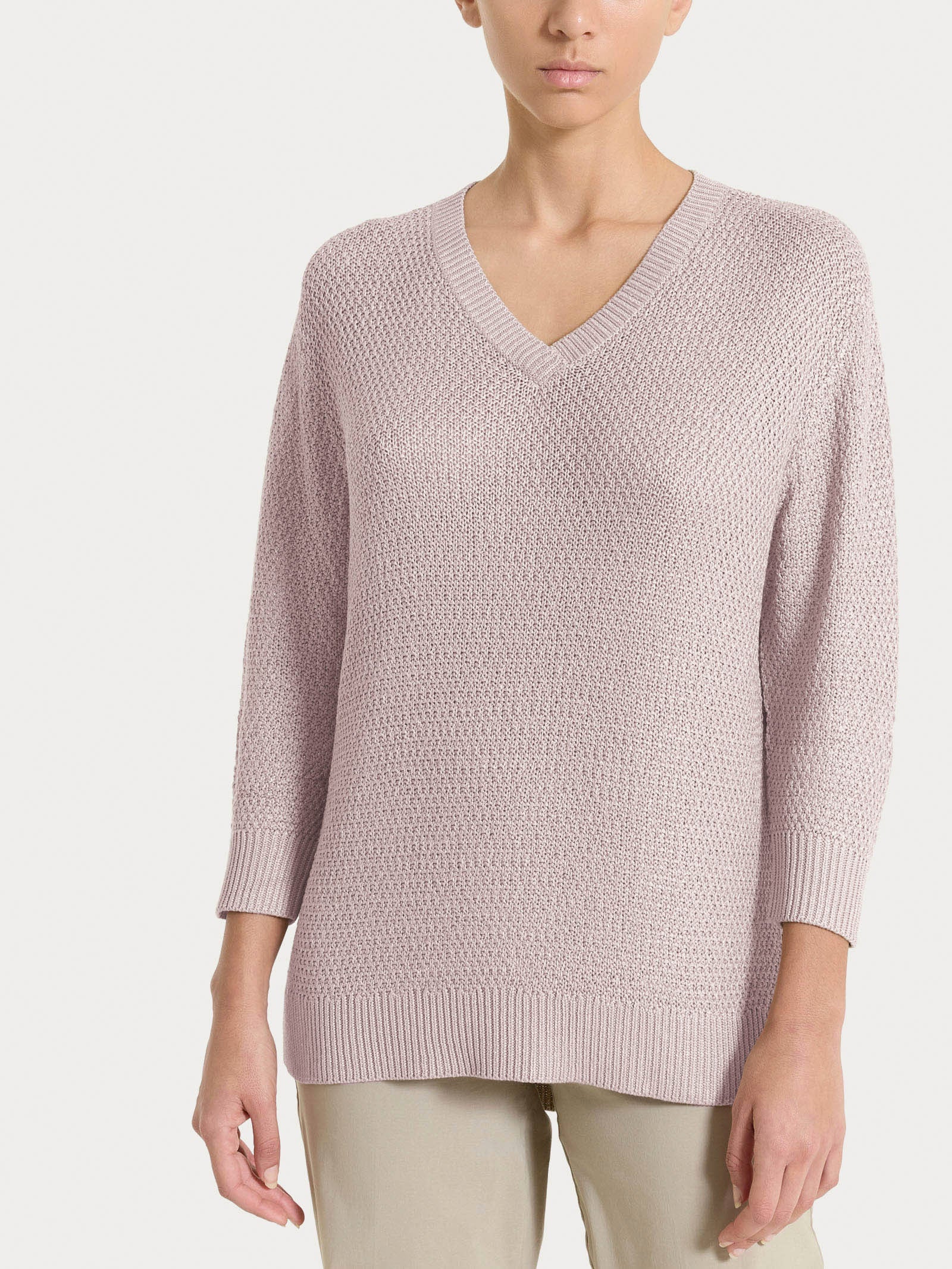 Maglia con scollo a V in Lurex Rice Stitch - Sphinx