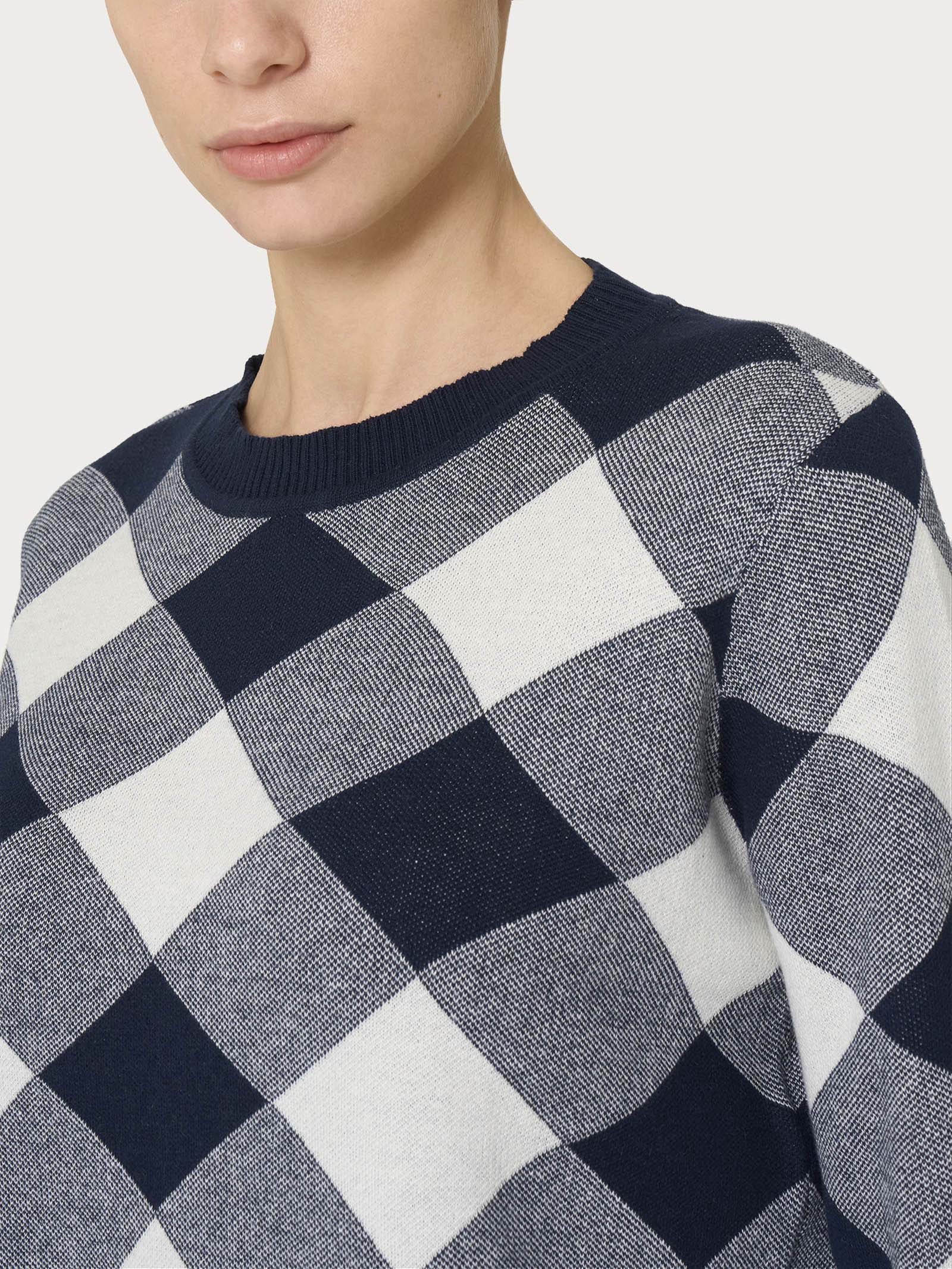 Maglia corta girocollo in filato Winter Cotton - Fant.Bleu - Image 3