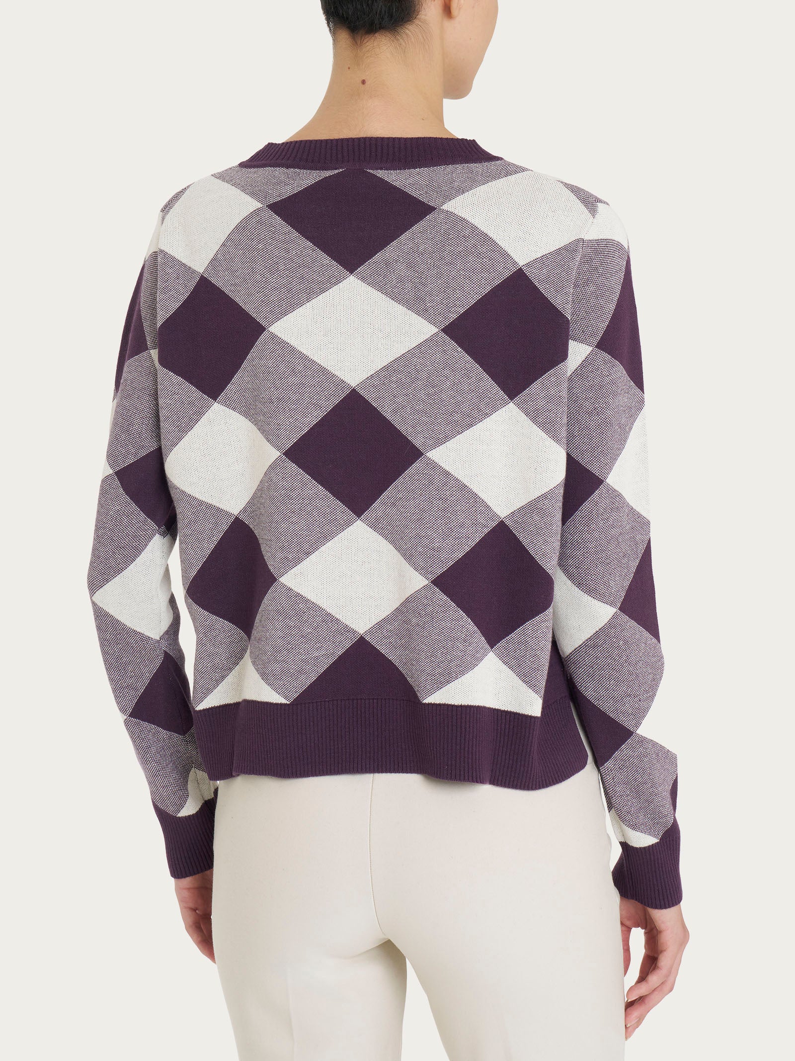 Maglia corta girocollo in filato Winter Cotton - Fant. Plum Perfect - Image 2