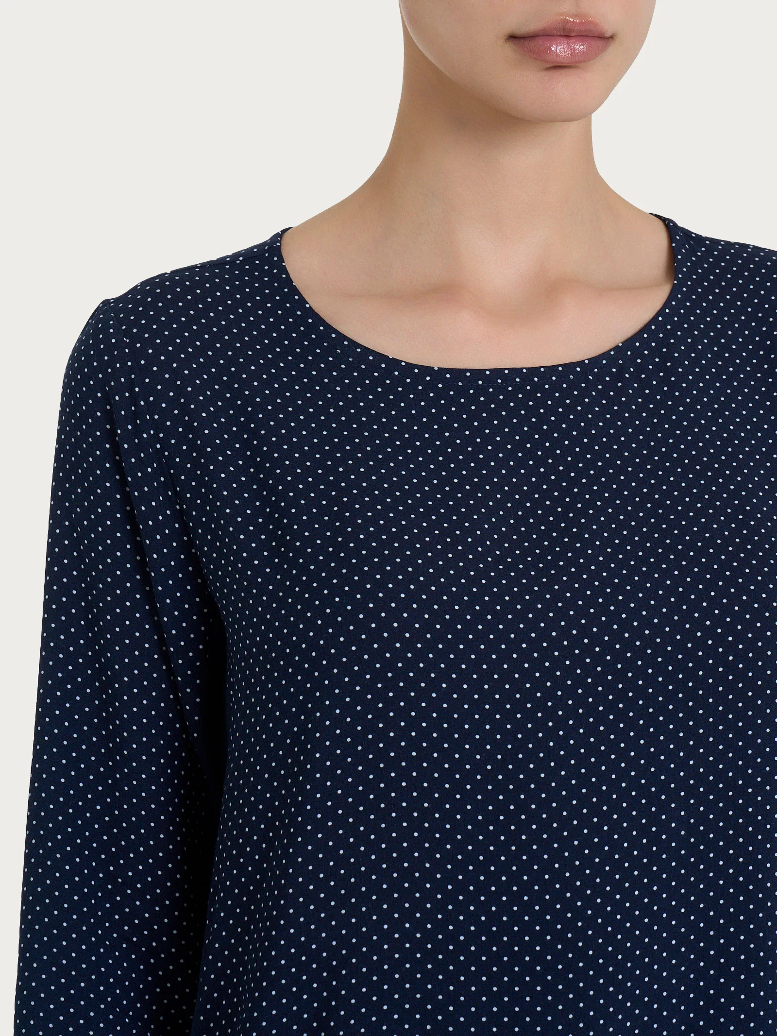 Maglia girocollo con dots in misto viscosa - Fant.Bleu - Image 3
