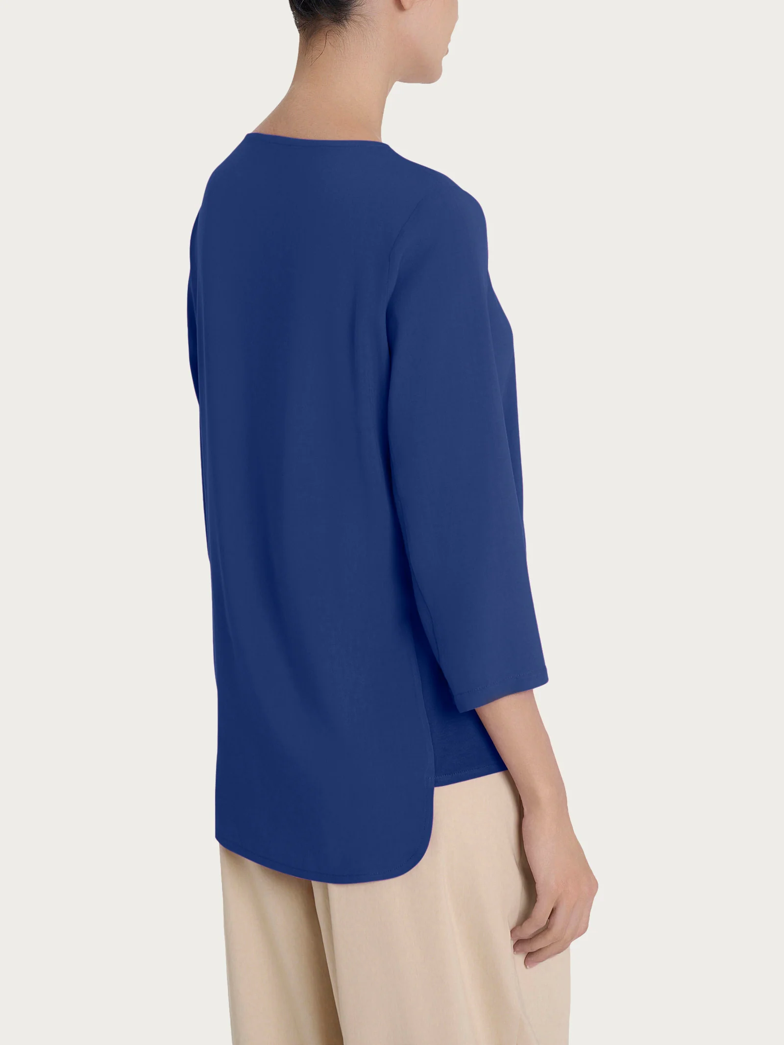 Maglia girocollo con inserto laterale in Misto Viscosa - Blueberry - Image 2
