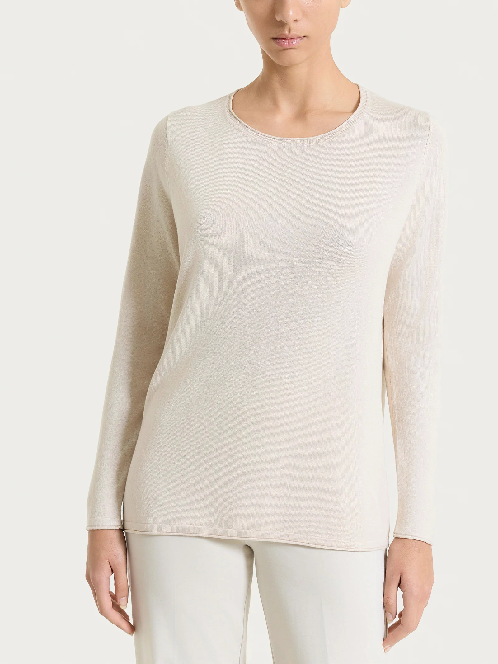 Maglia girocollo con manica lunga in Summertime - Champignon