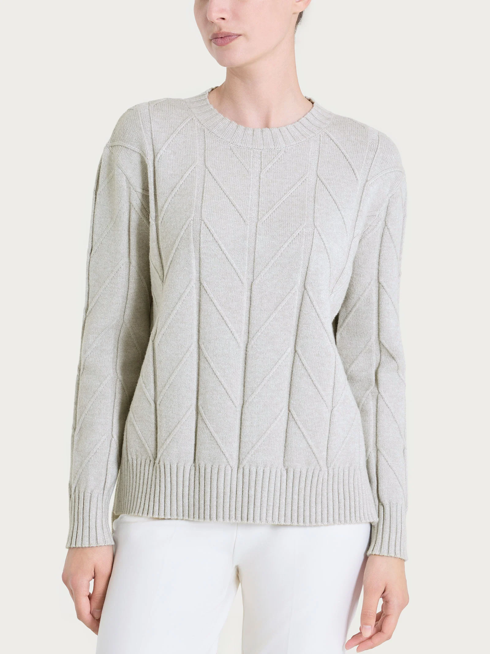 Maglia girocollo con punto spiga in Super Soft - CHAMPIGNON MEL.