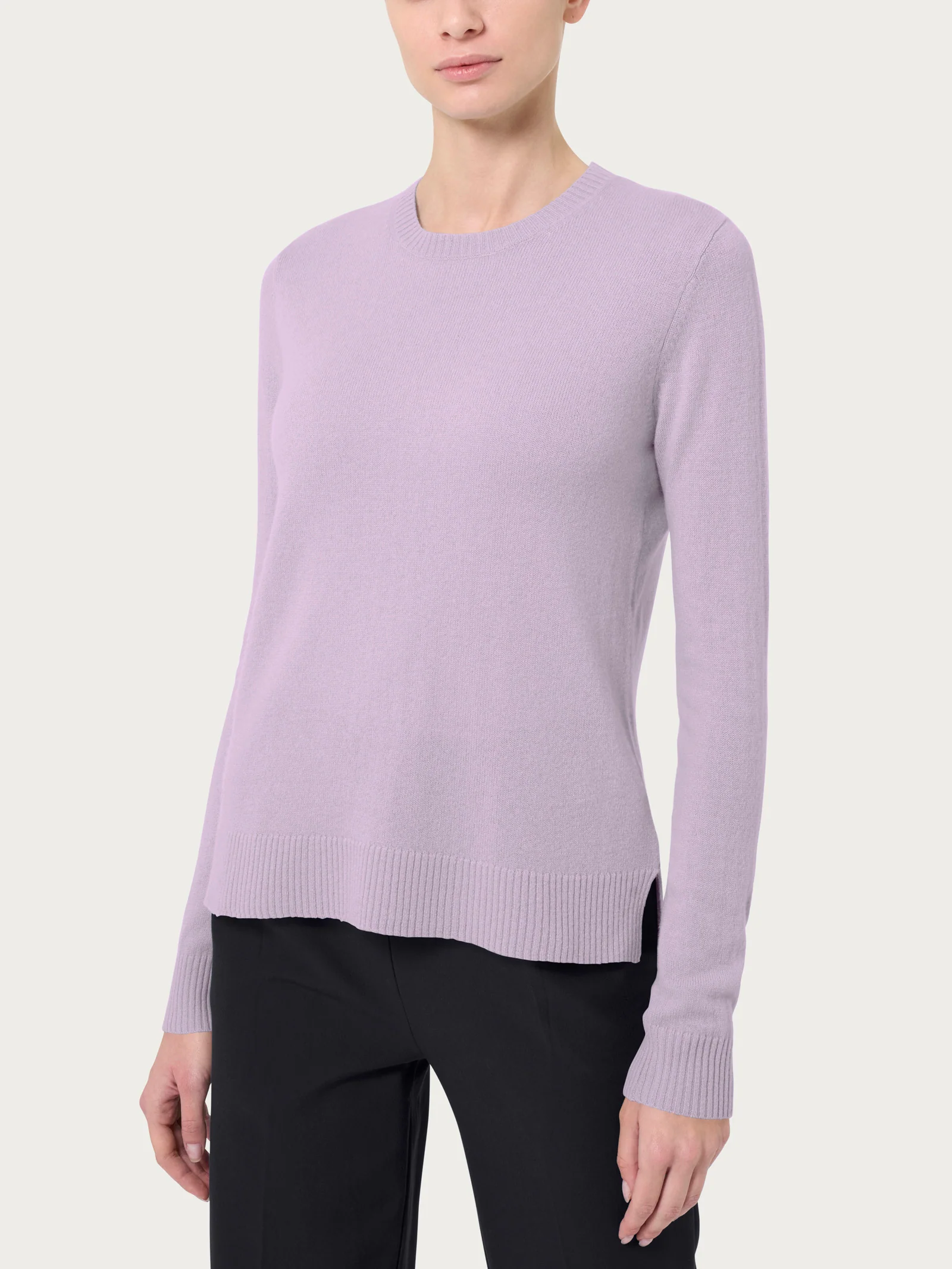 Maglia girocollo in cashmerino - Orchid Petal