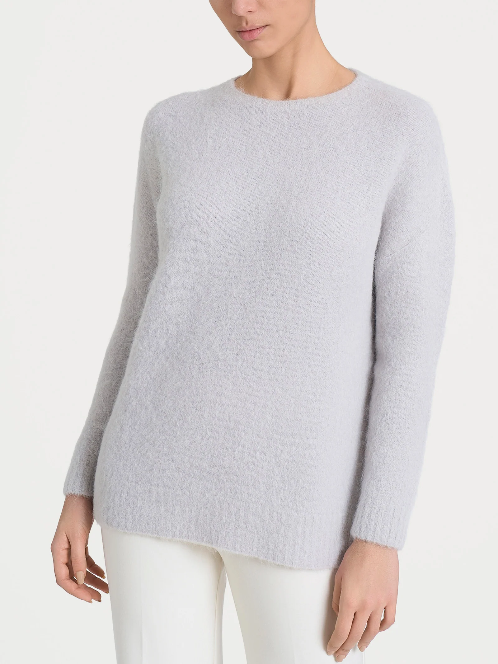 Maglia girocollo in Misto Alpaca - Grigio Perla