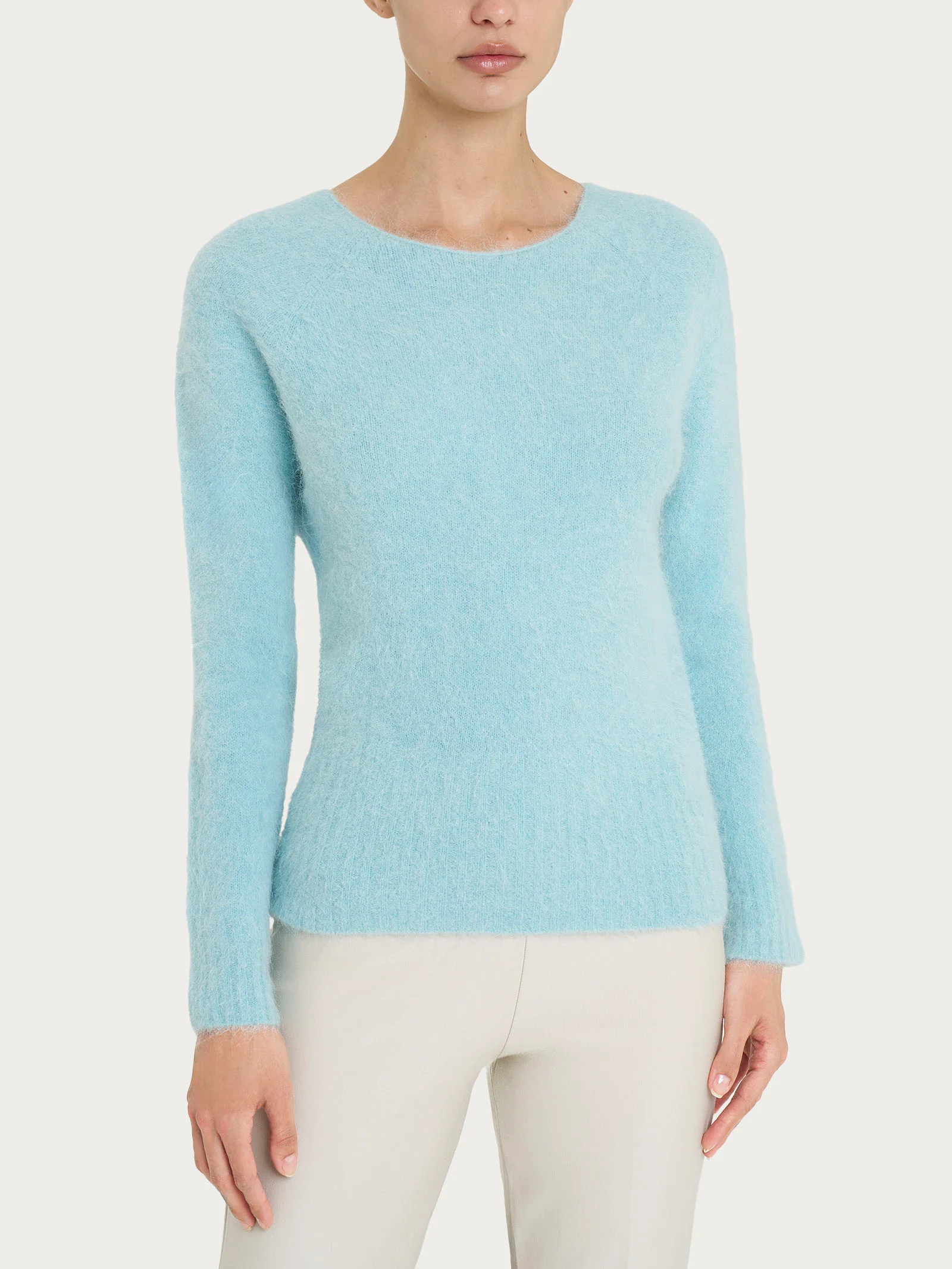 Maglia girocollo in misto lana e alpaca - Nile Blue