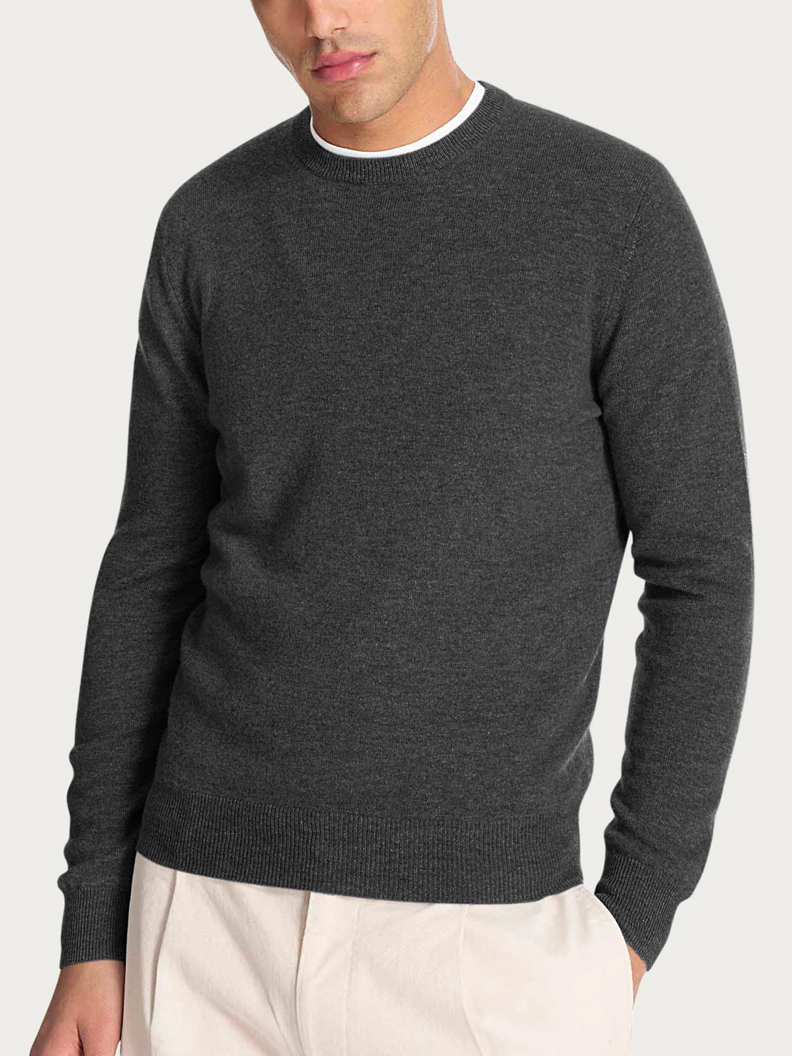 Maglia girocollo in tessuto Cashmerino - Ardesia Mel.