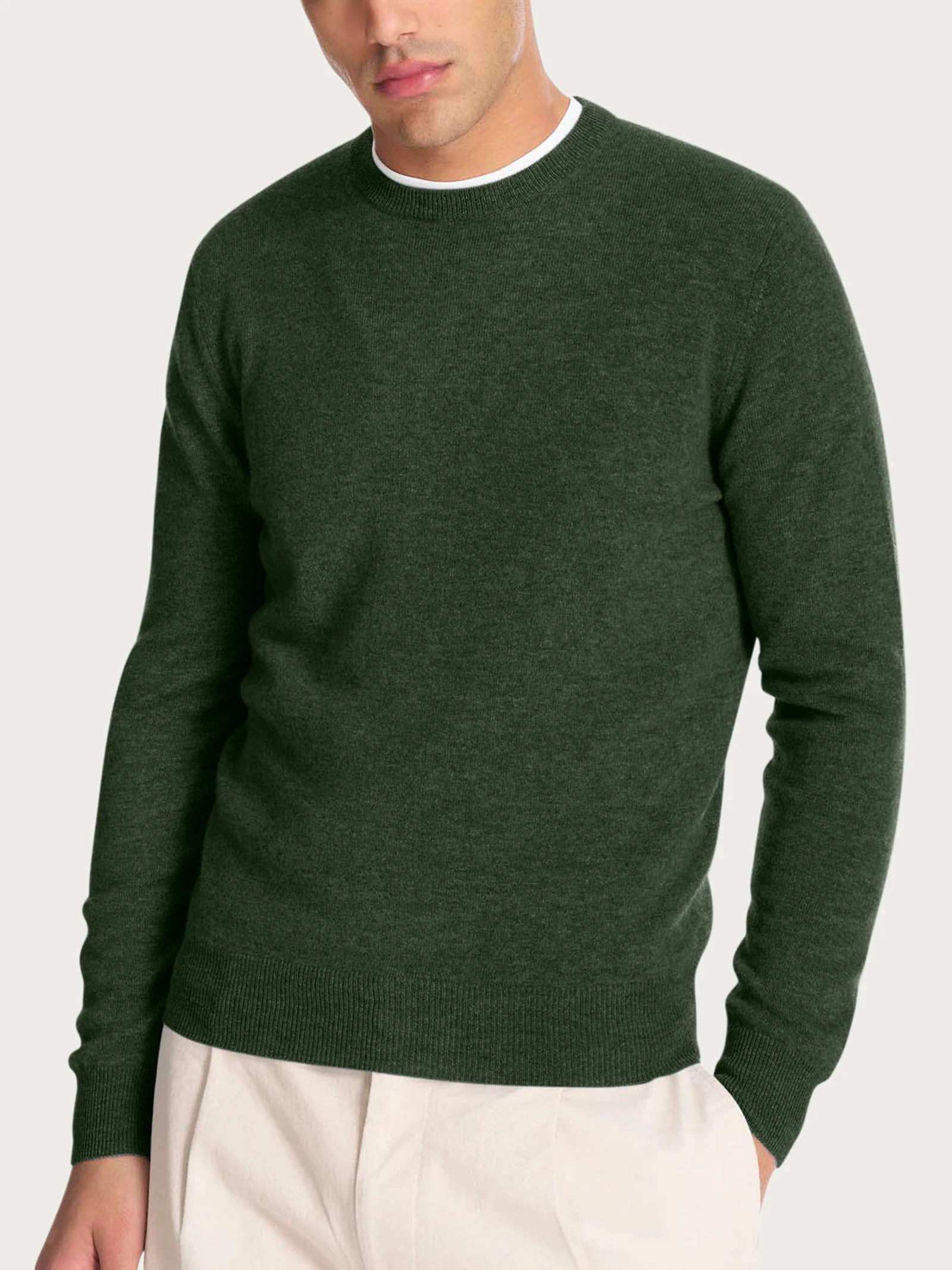 Maglia girocollo in tessuto Cashmerino - Kombu Green Mel.