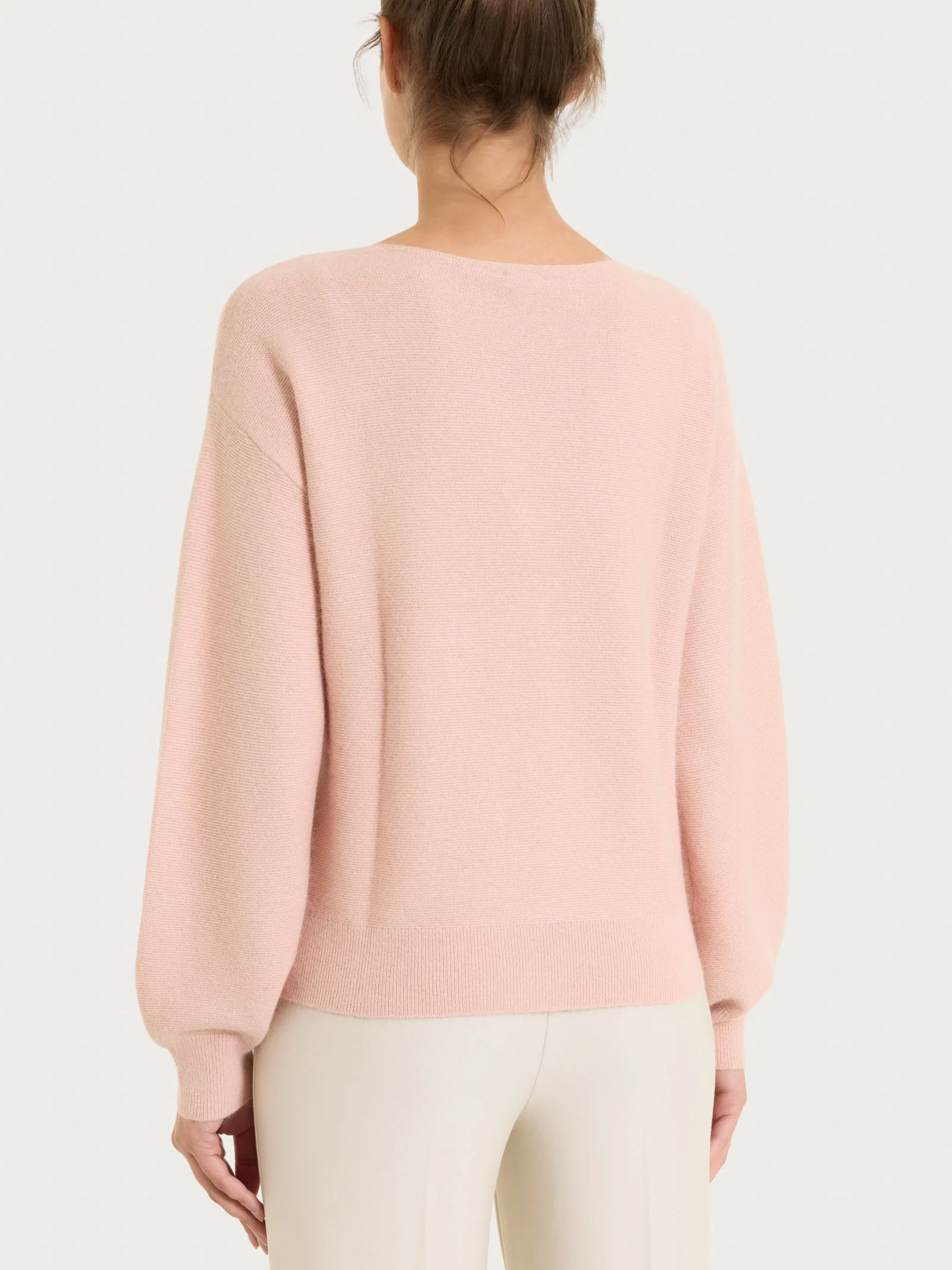 Maglia Punto Links con scollo a barchetta in Natural Soft - Cameo Rose - Image 2
