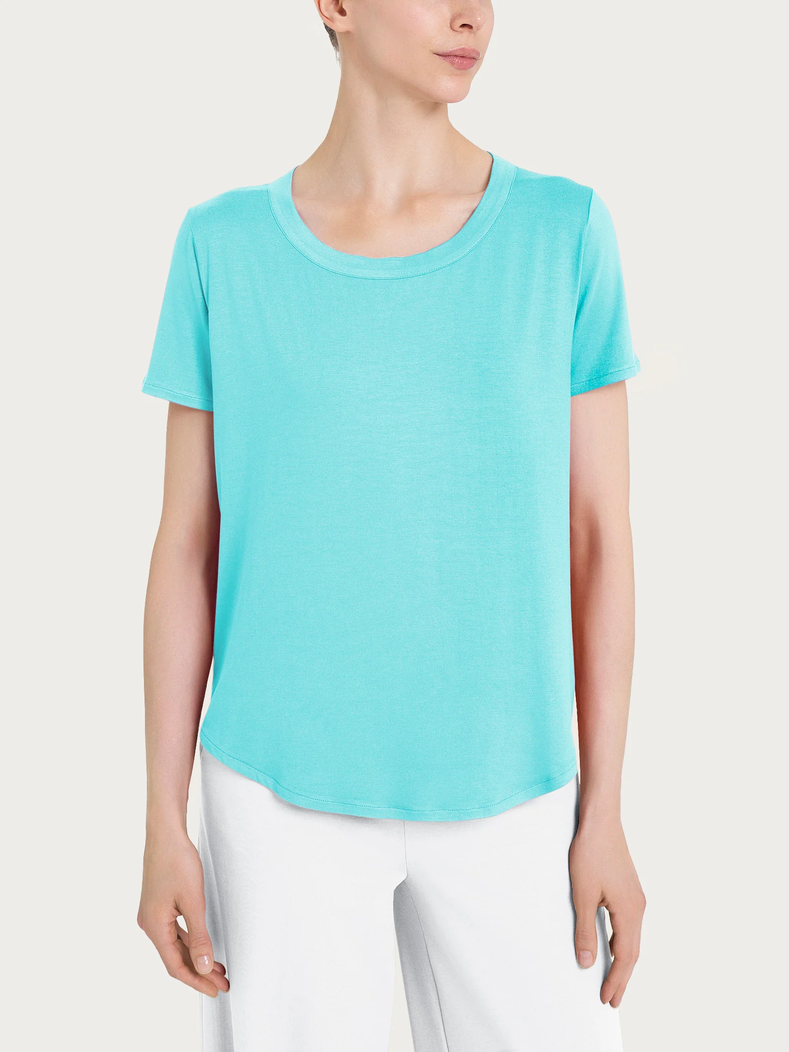 Maglietta a manica corta in Viscosa Summer - Pool Blue