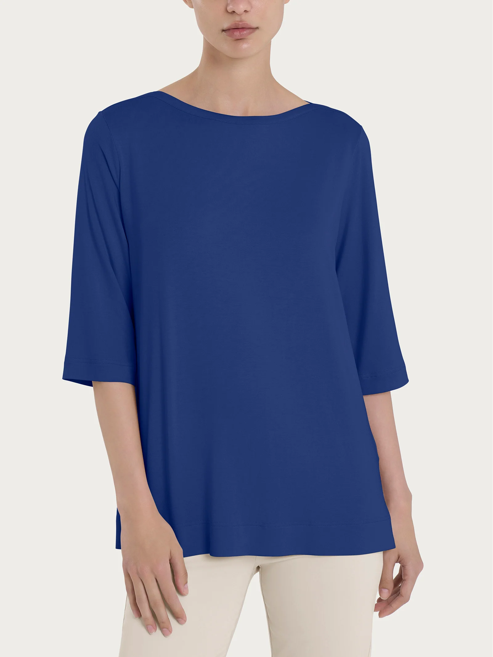 Maglietta con manica 3/4 in misto viscosa - Blueberry