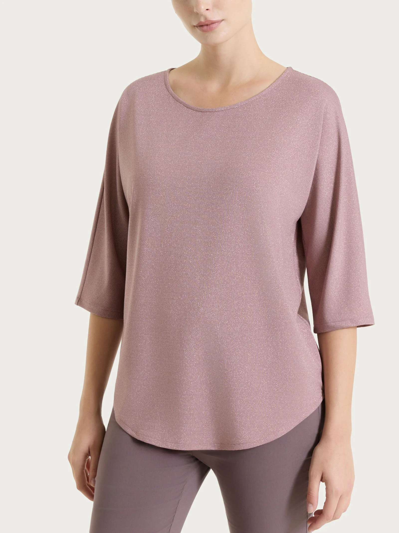 Maglietta con manica 3/4 kimono in Summer Light - Fant. Twilight Mauve righe 1/1