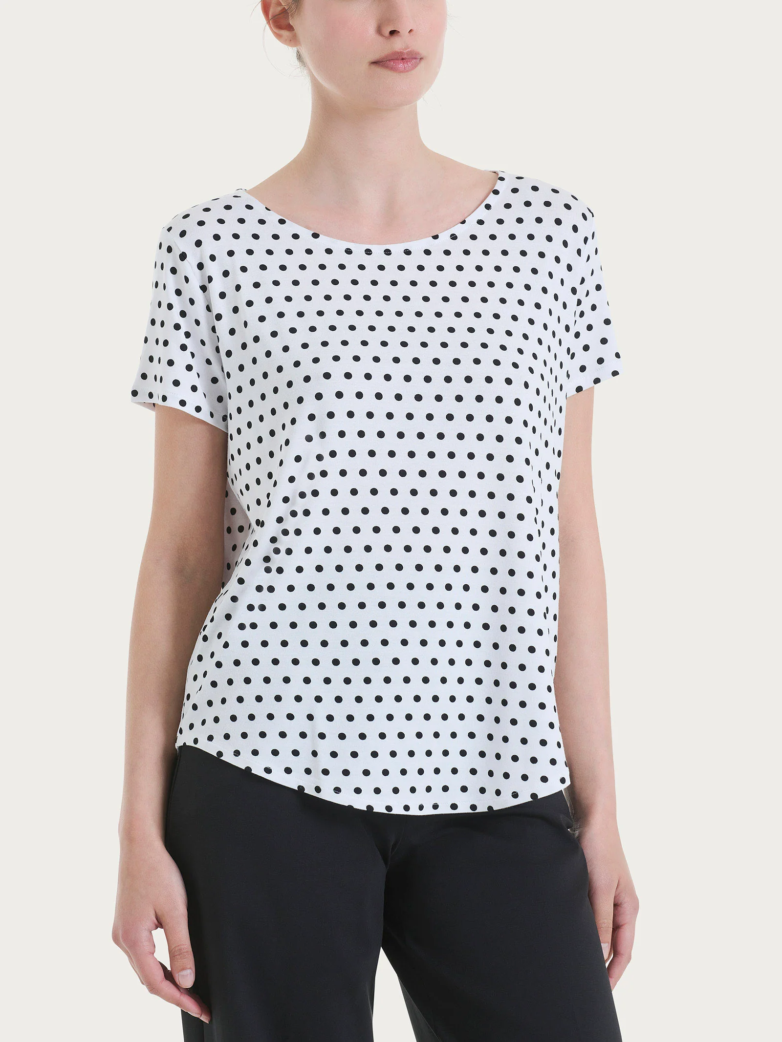 Maglietta con manica corta e dots in Viscosa Summer - Fant.Bianco