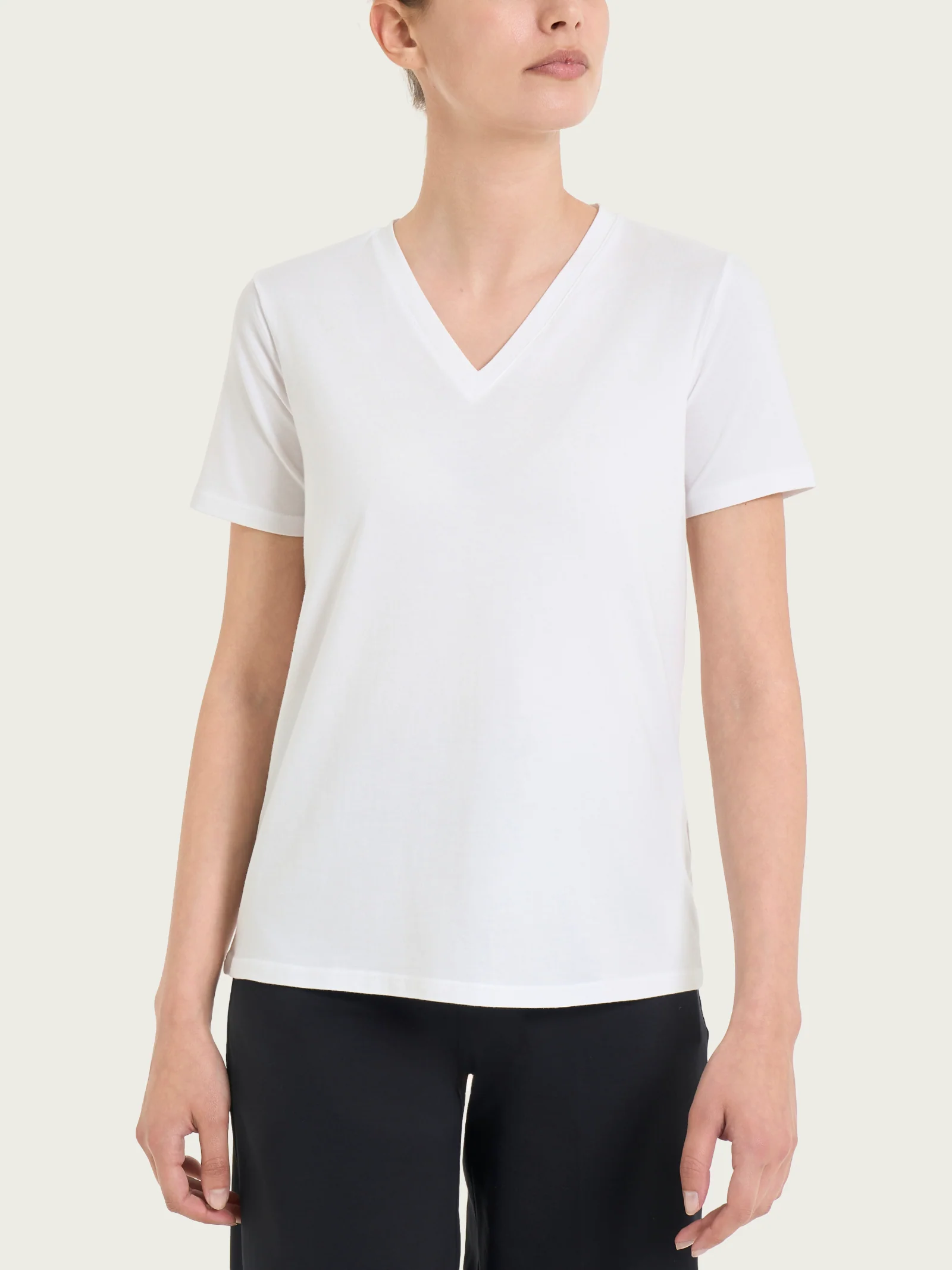 Maglietta con Scollo a V in Ultralight - Bianco