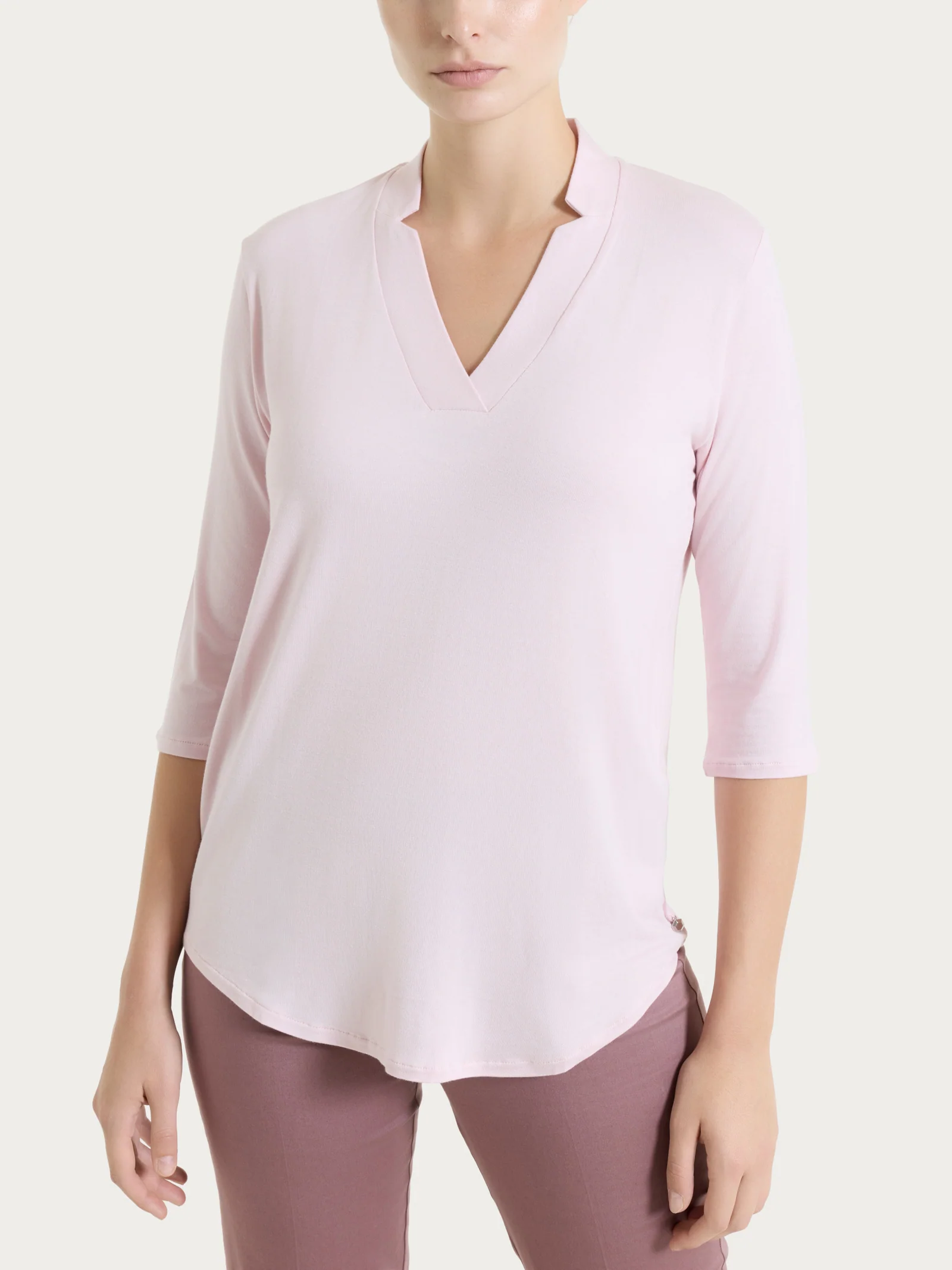 Maglietta con scollo a V in Viscosa Summer - Pale Lilac