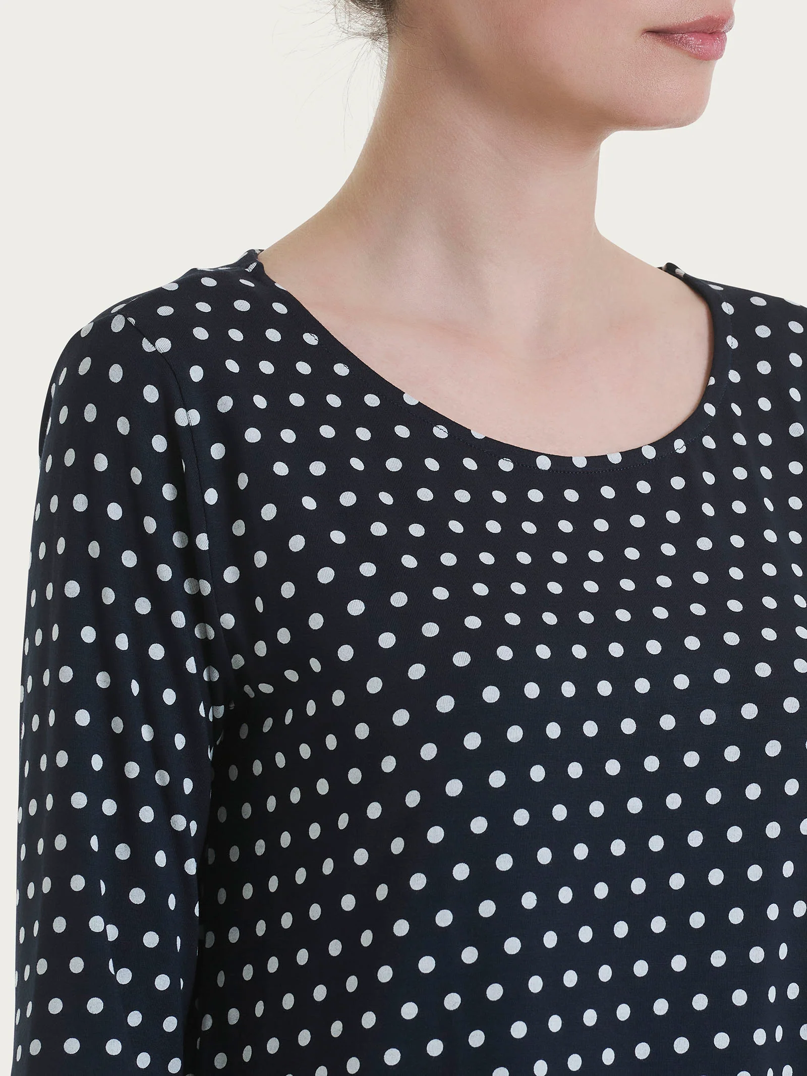 Maglietta girocollo con dots in Viscosa Summer - Fant.Bleu - Image 3