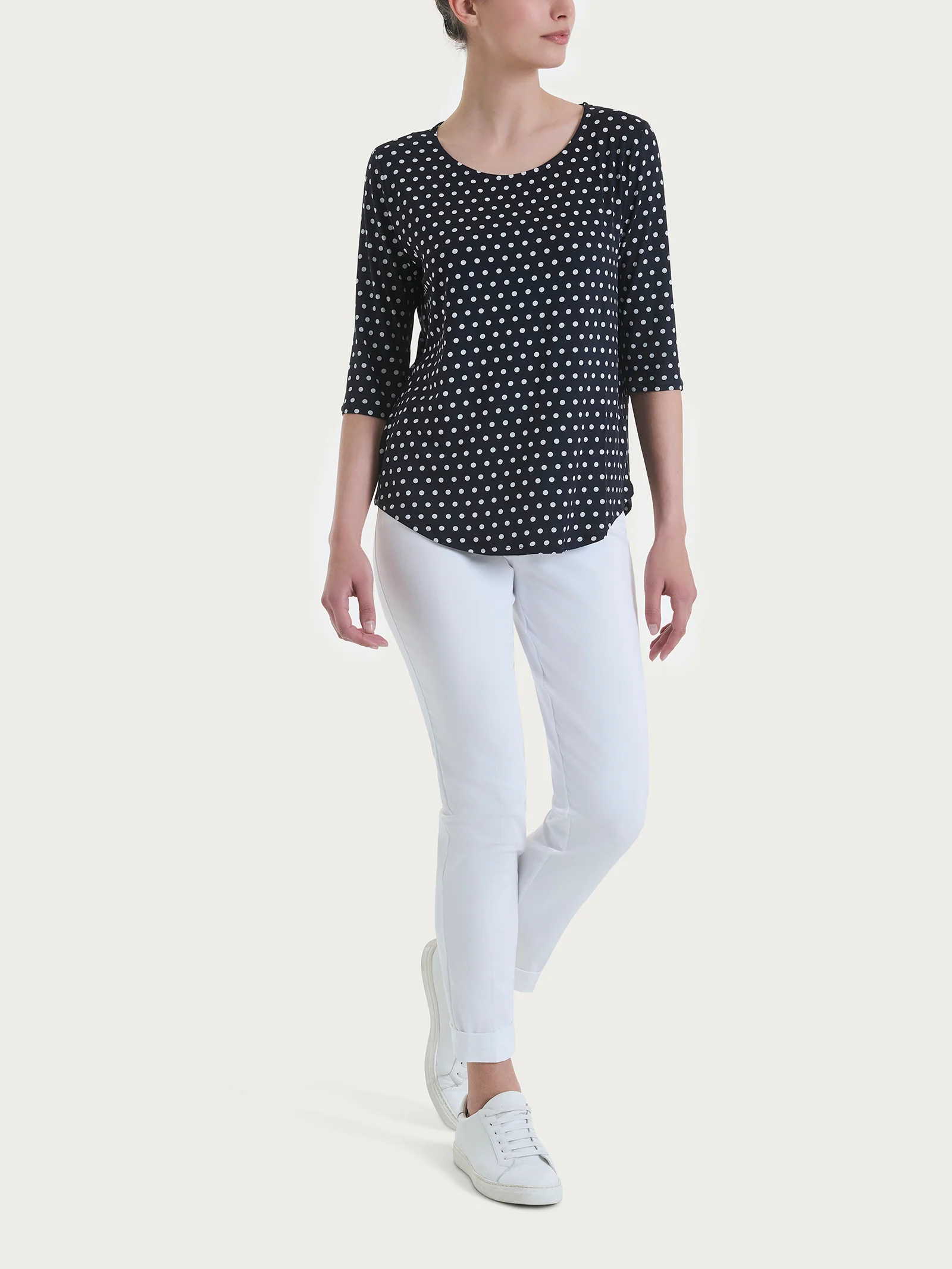 Maglietta girocollo con dots in Viscosa Summer - Fant.Bleu - Image 4