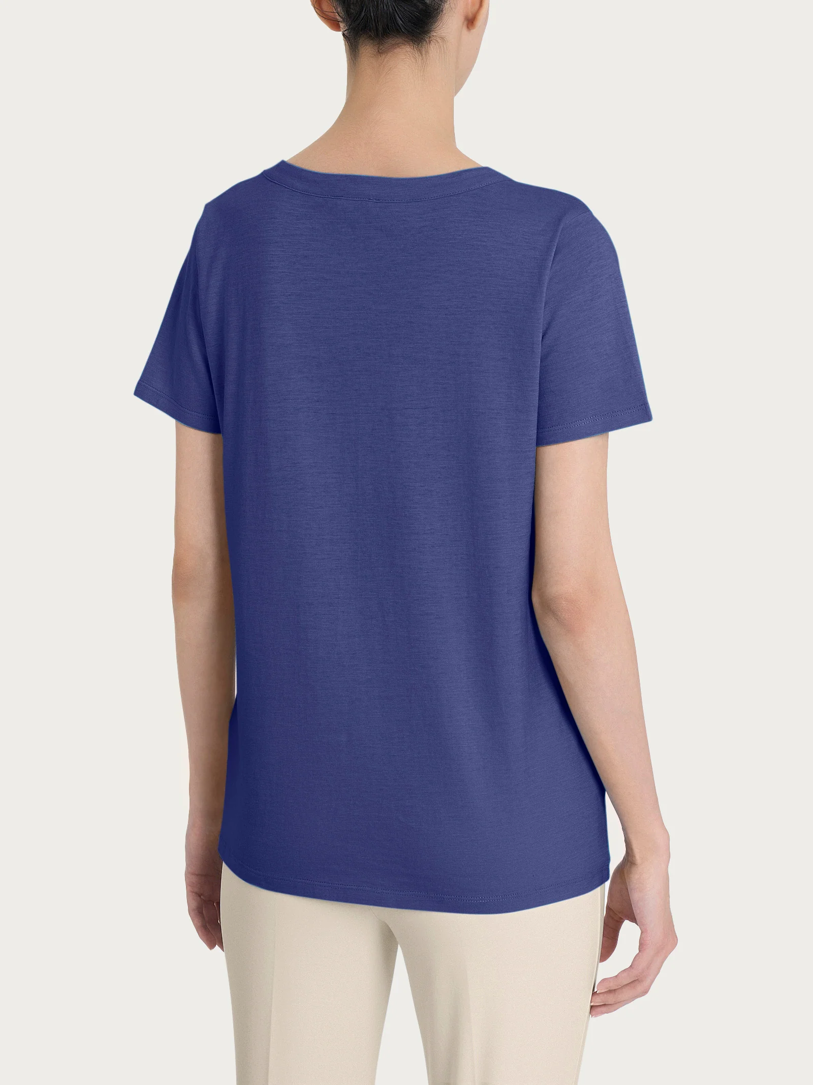 Maglietta girocollo in slub jersey di cotone - Skipper Blue - Image 4